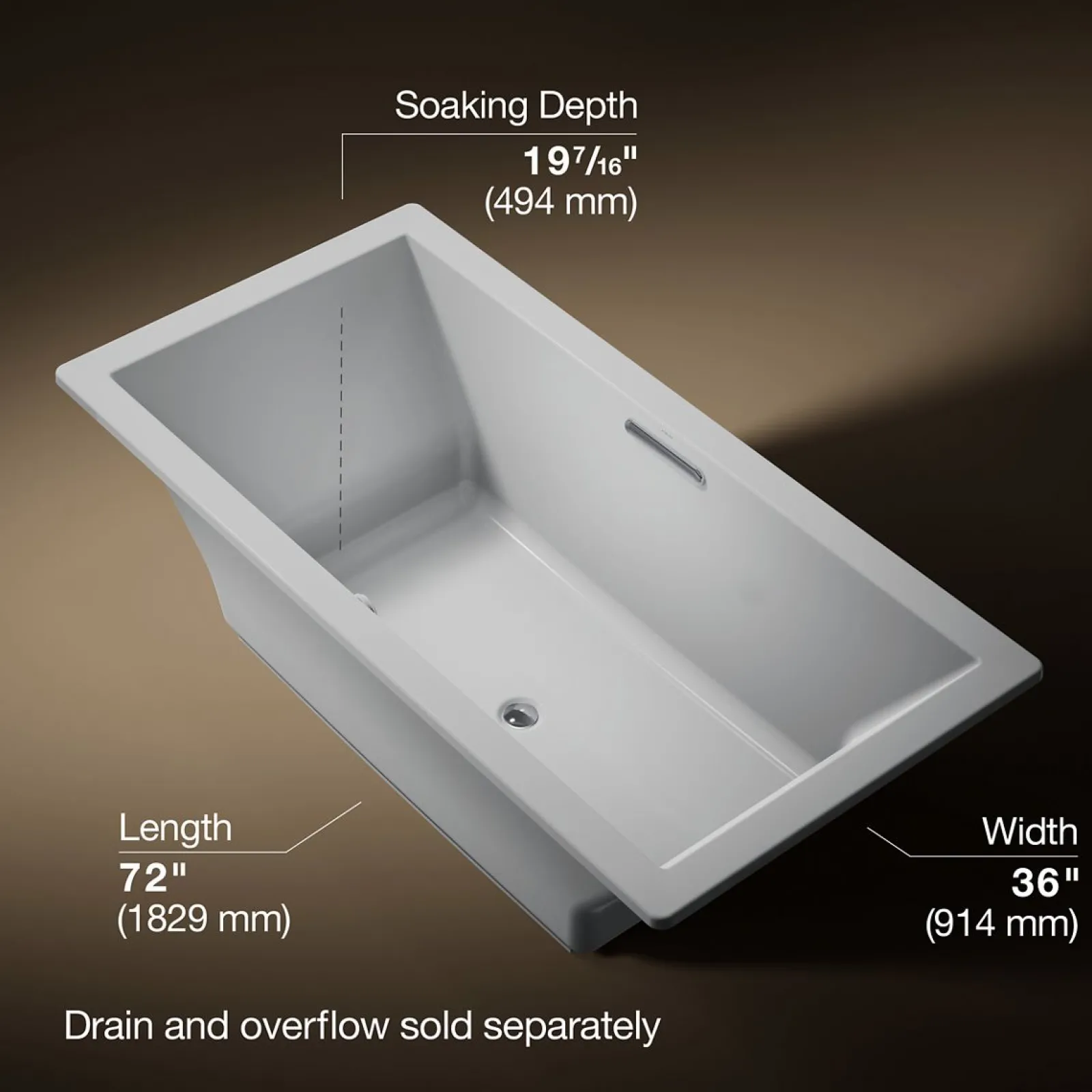 72" x 36" drop-in bath with Bask® heated surface^Kohler Discount