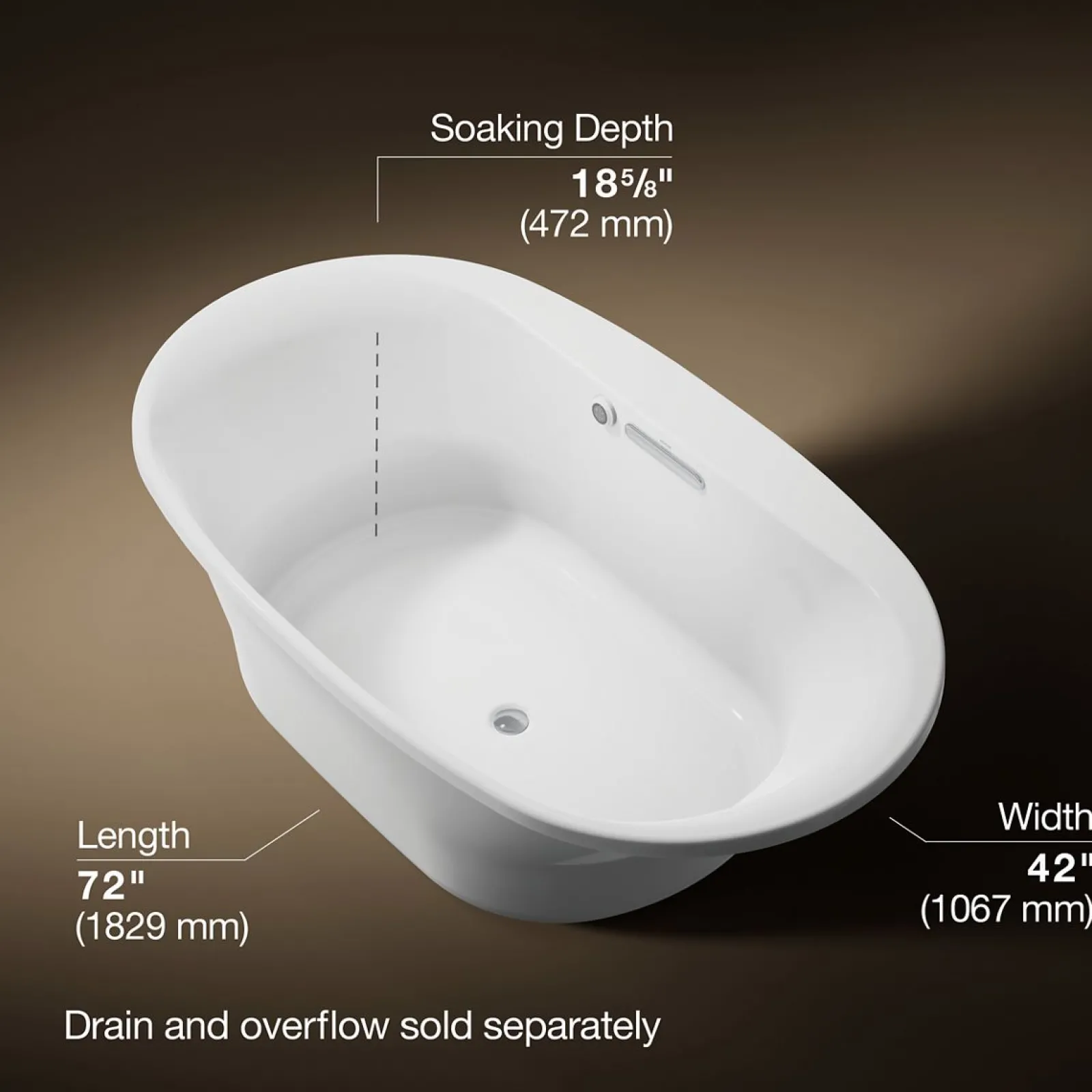 71-1/2" x 41-1/2" drop-in bath with Bask® heated surface^Kohler New