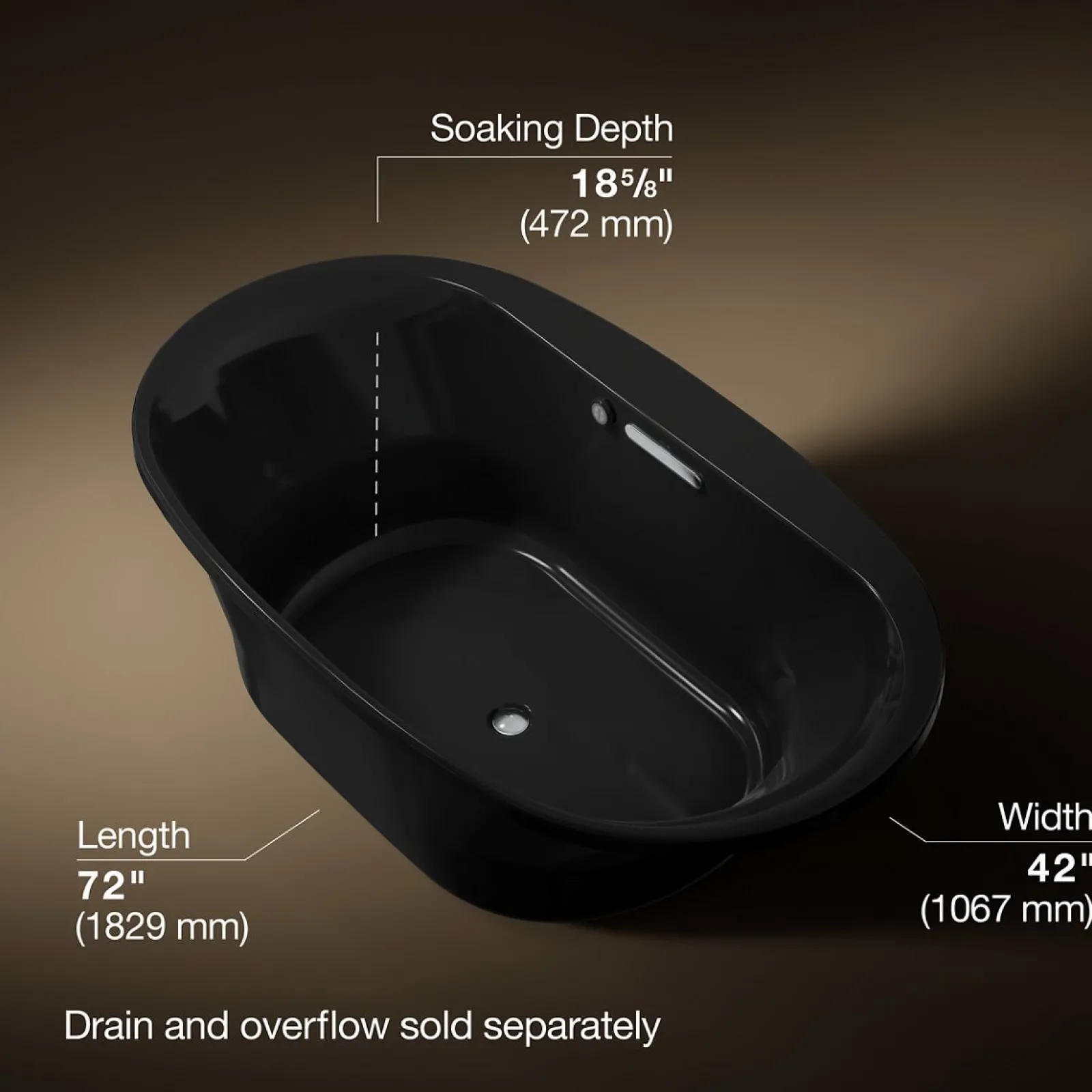 71-1/2" x 41-1/2" drop-in bath with Bask® heated surface^Kohler New