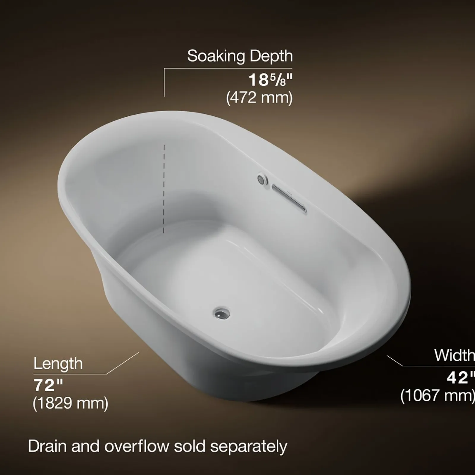 71-1/2" x 41-1/2" drop-in bath with Bask® heated surface^Kohler New