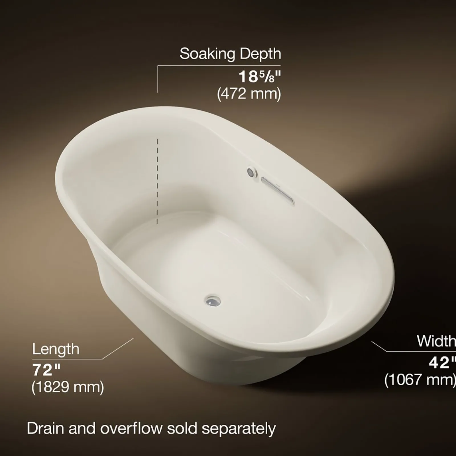 71-1/2" x 41-1/2" drop-in bath with Bask® heated surface^Kohler New