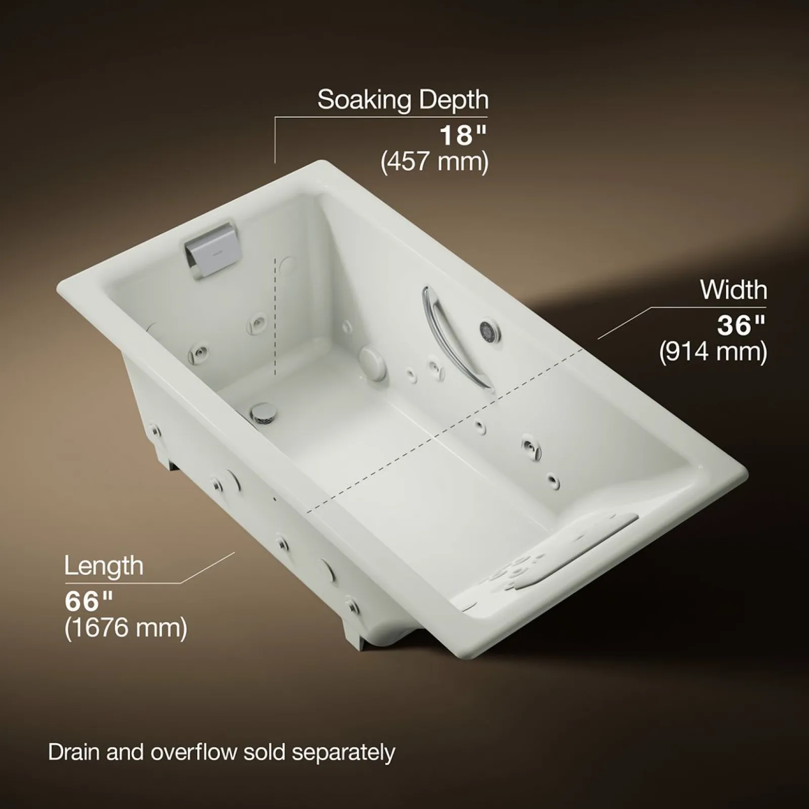 66" x 36" drop-in Effervescence whirlpool bath^Kohler Discount