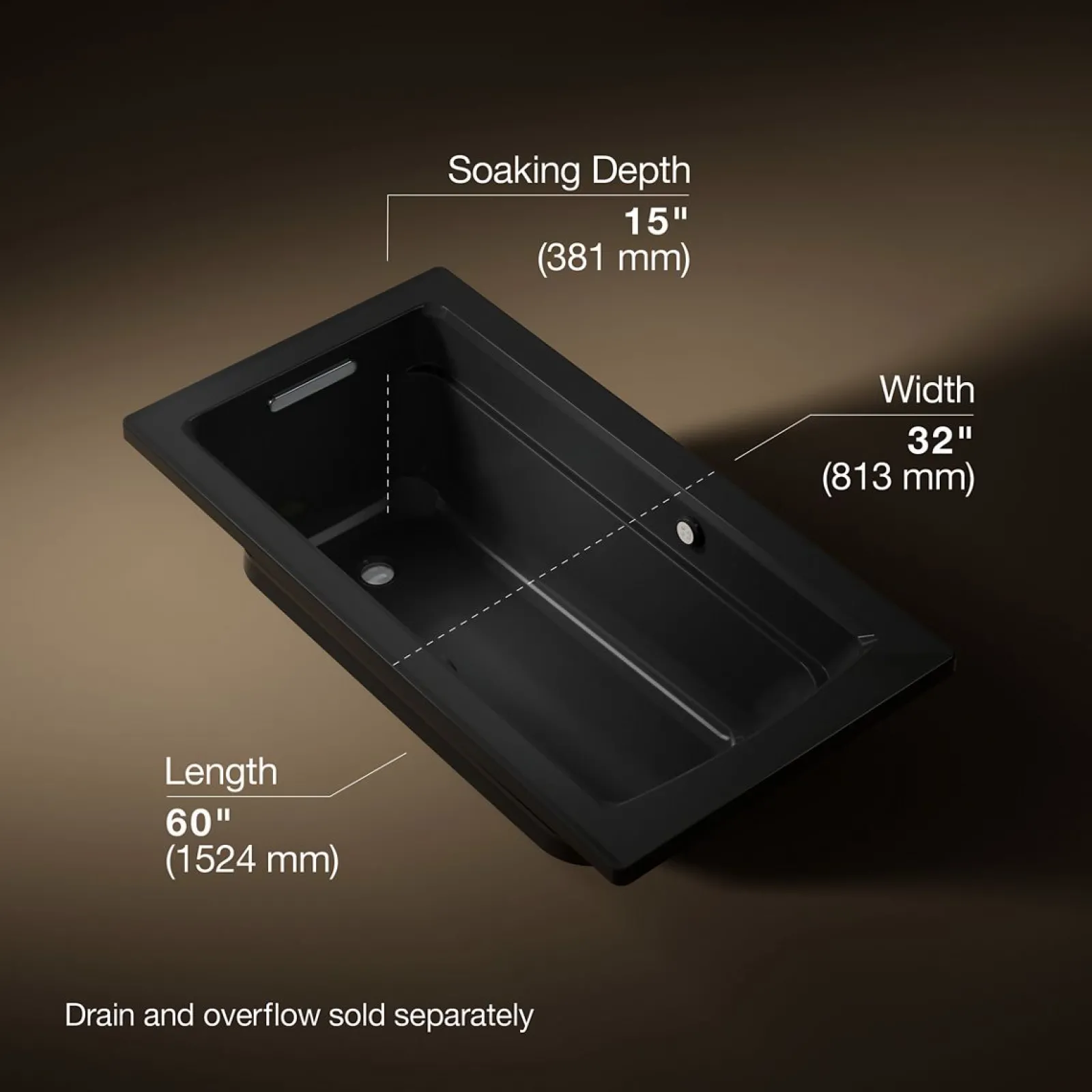60" x 32" drop-in Heated BubbleMassage air bath with Bask® heated surface^Kohler Sale