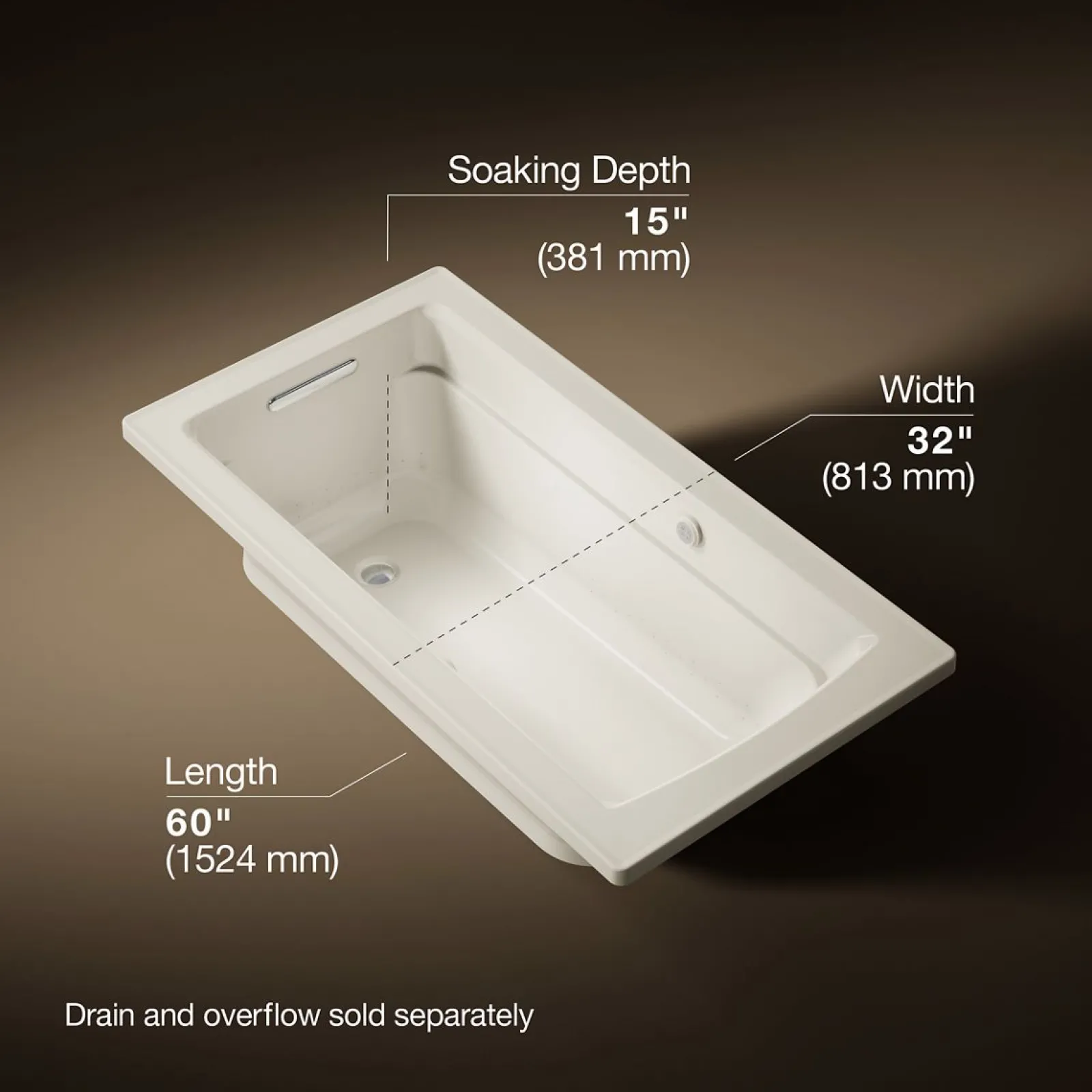 60" x 32" drop-in Heated BubbleMassage air bath with Bask® heated surface^Kohler Sale