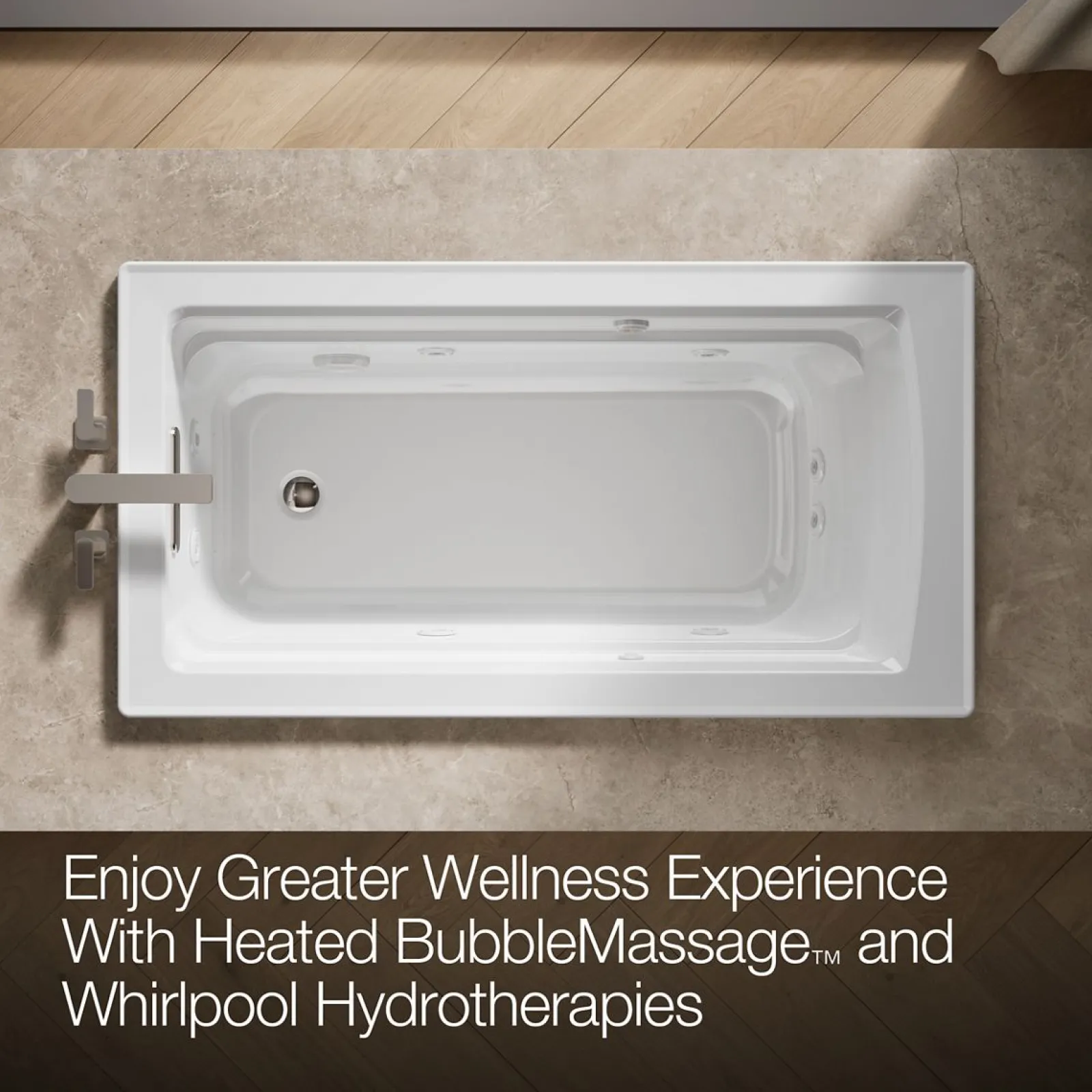 60" x 32" drop-in Heated BubbleMassage™ air bath and whirlpool^Kohler