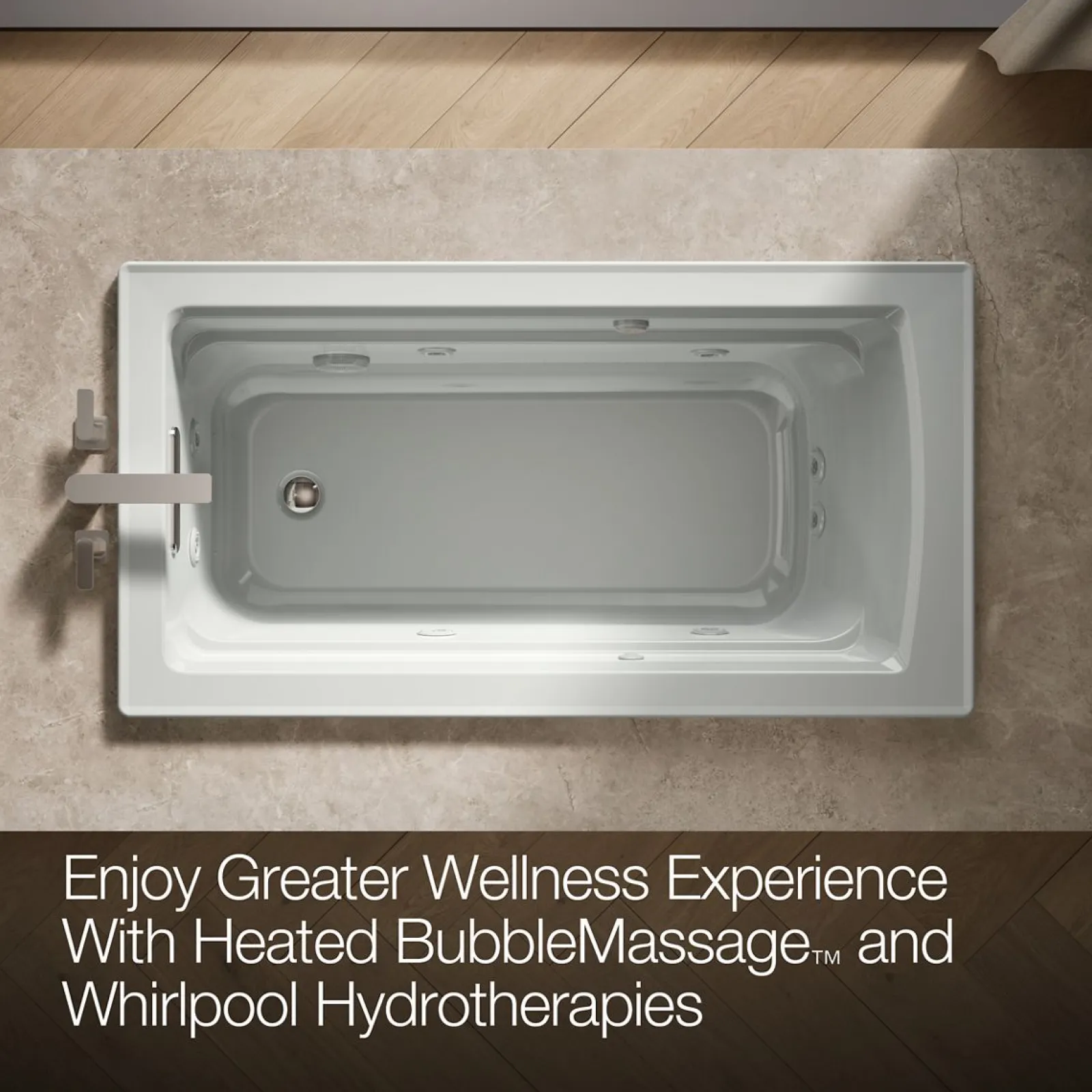 60" x 32" drop-in Heated BubbleMassage™ air bath and whirlpool^Kohler