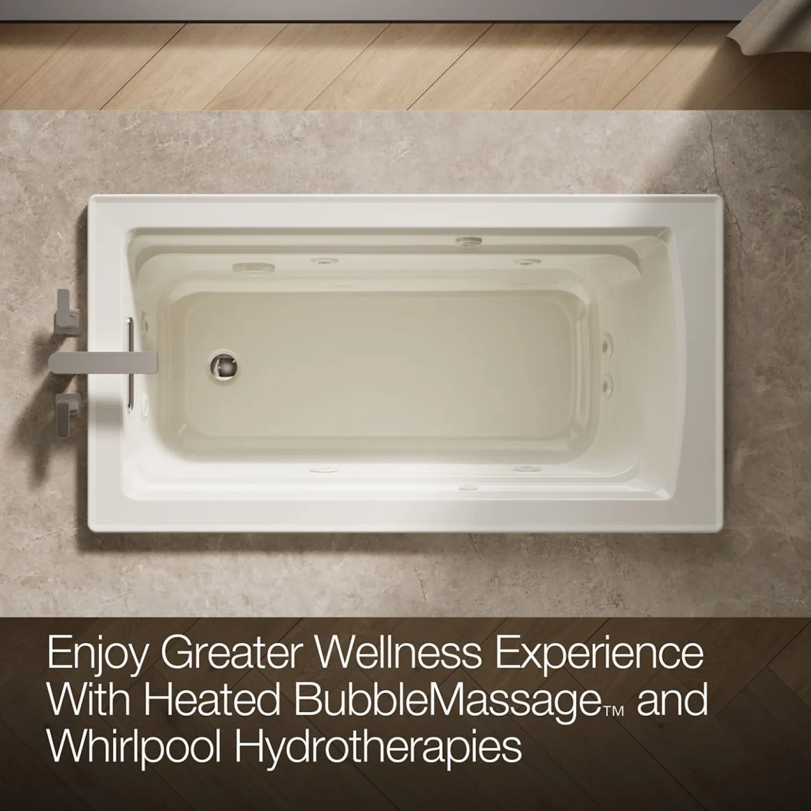 60" x 32" drop-in Heated BubbleMassage™ air bath and whirlpool^Kohler