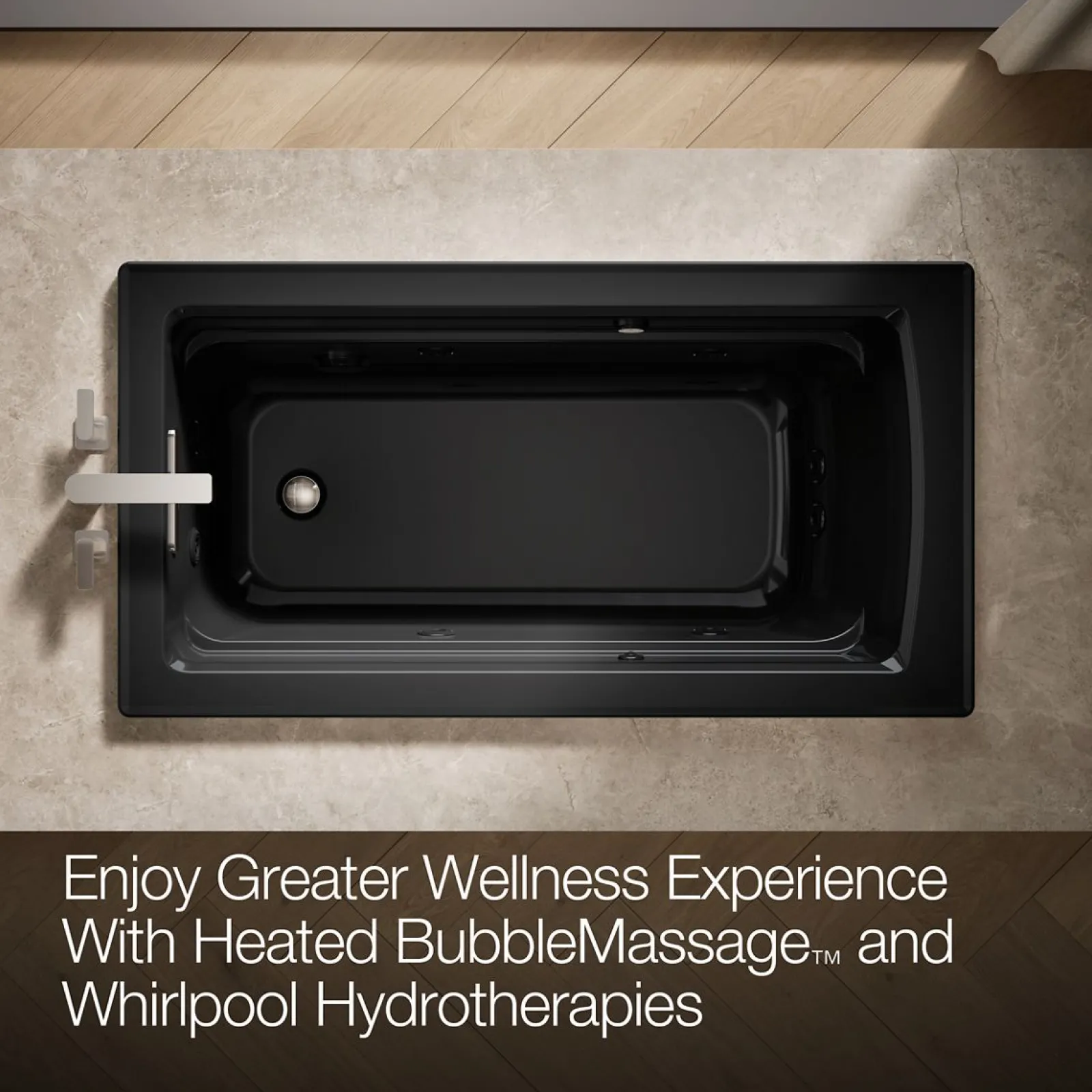 60" x 32" drop-in Heated BubbleMassage™ air bath and whirlpool^Kohler