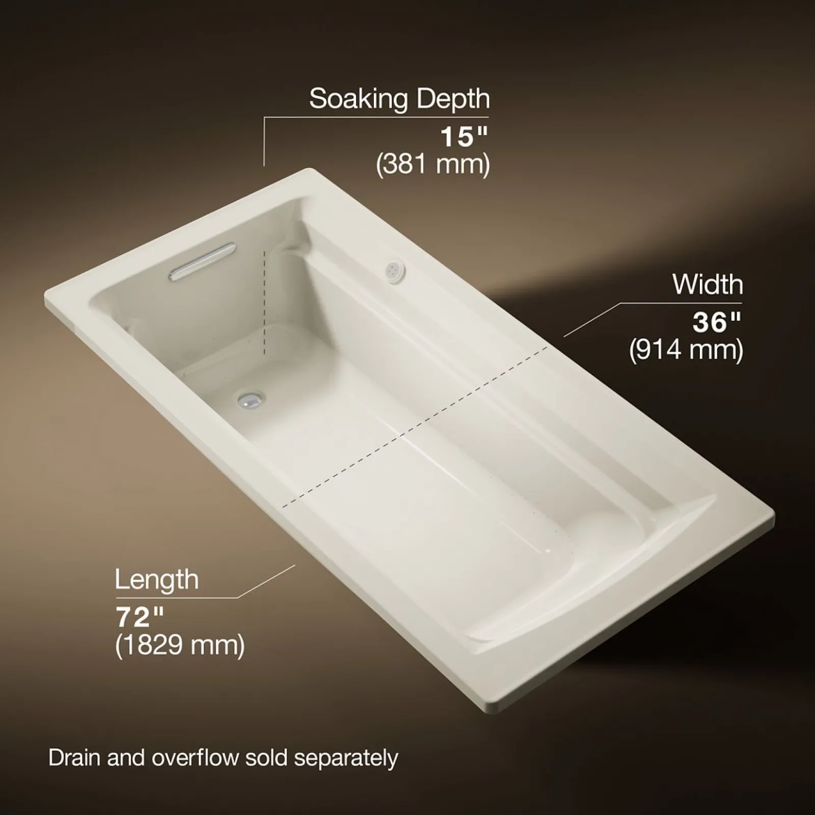 72" x 36" drop-in Heated BubbleMassage™ air bath^Kohler Sale