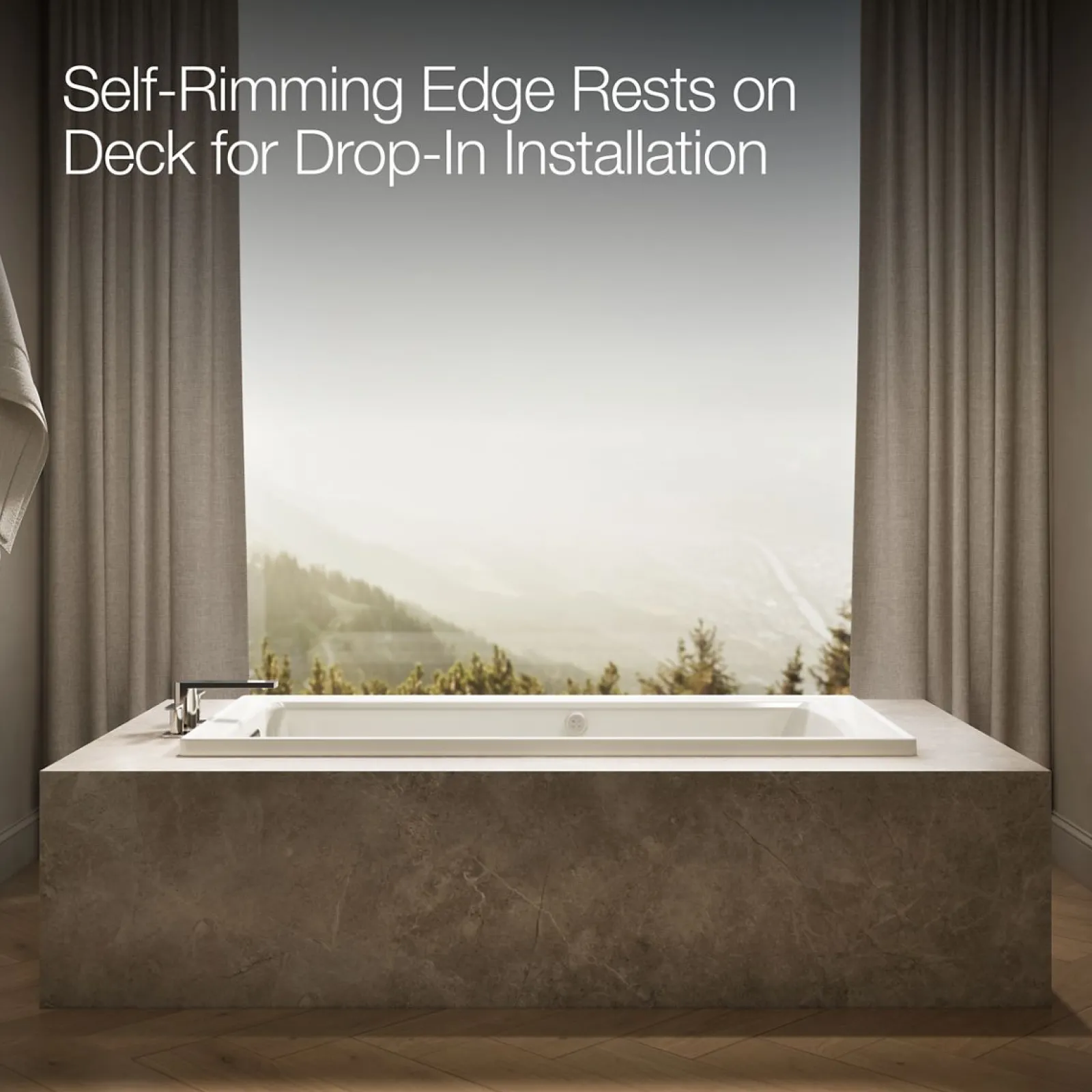 66" x 32" drop-in Heated BubbleMassage™ air bath with Bask® heated surface^Kohler