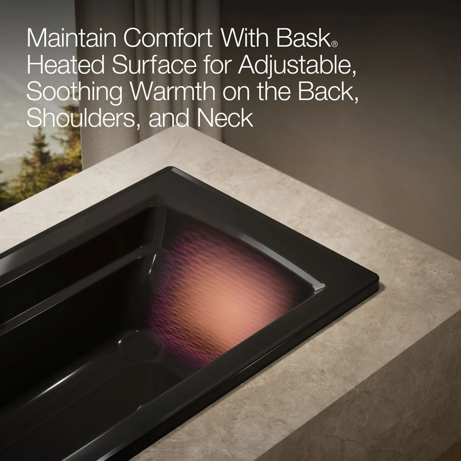 66" x 32" drop-in Heated BubbleMassage™ air bath with Bask® heated surface^Kohler