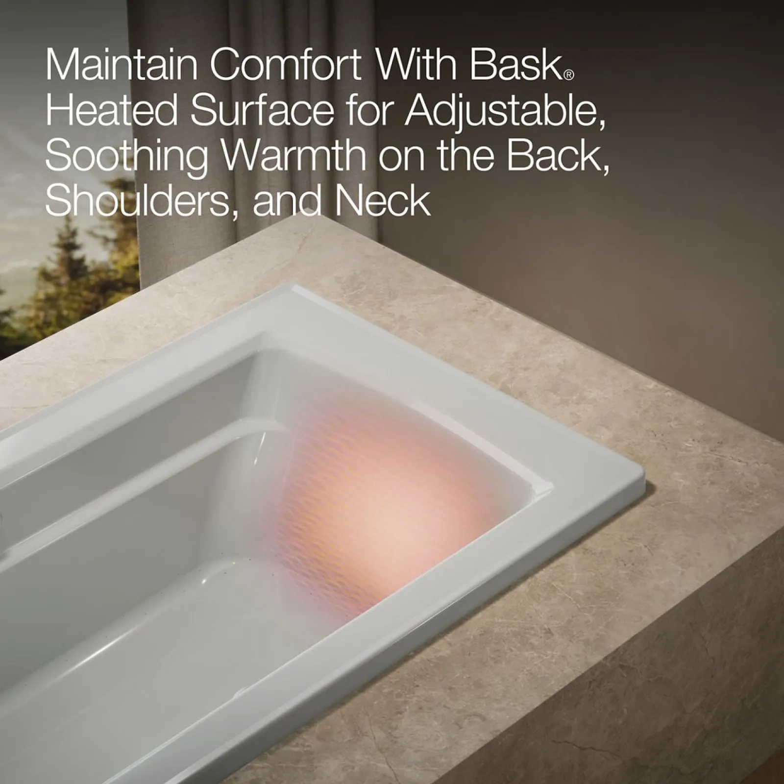66" x 32" drop-in Heated BubbleMassage™ air bath with Bask® heated surface^Kohler