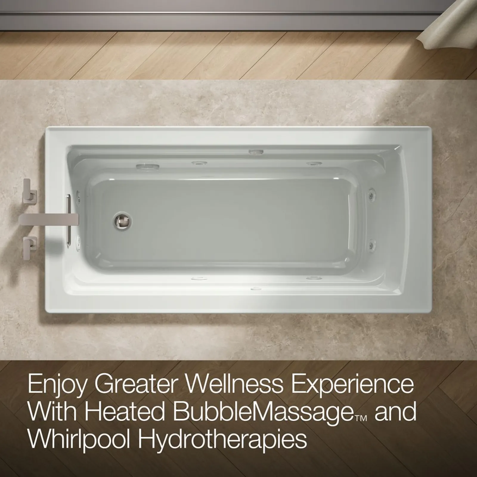 66" x 32" drop-in Heated BubbleMassage™ air bath with whirlpool^Kohler New