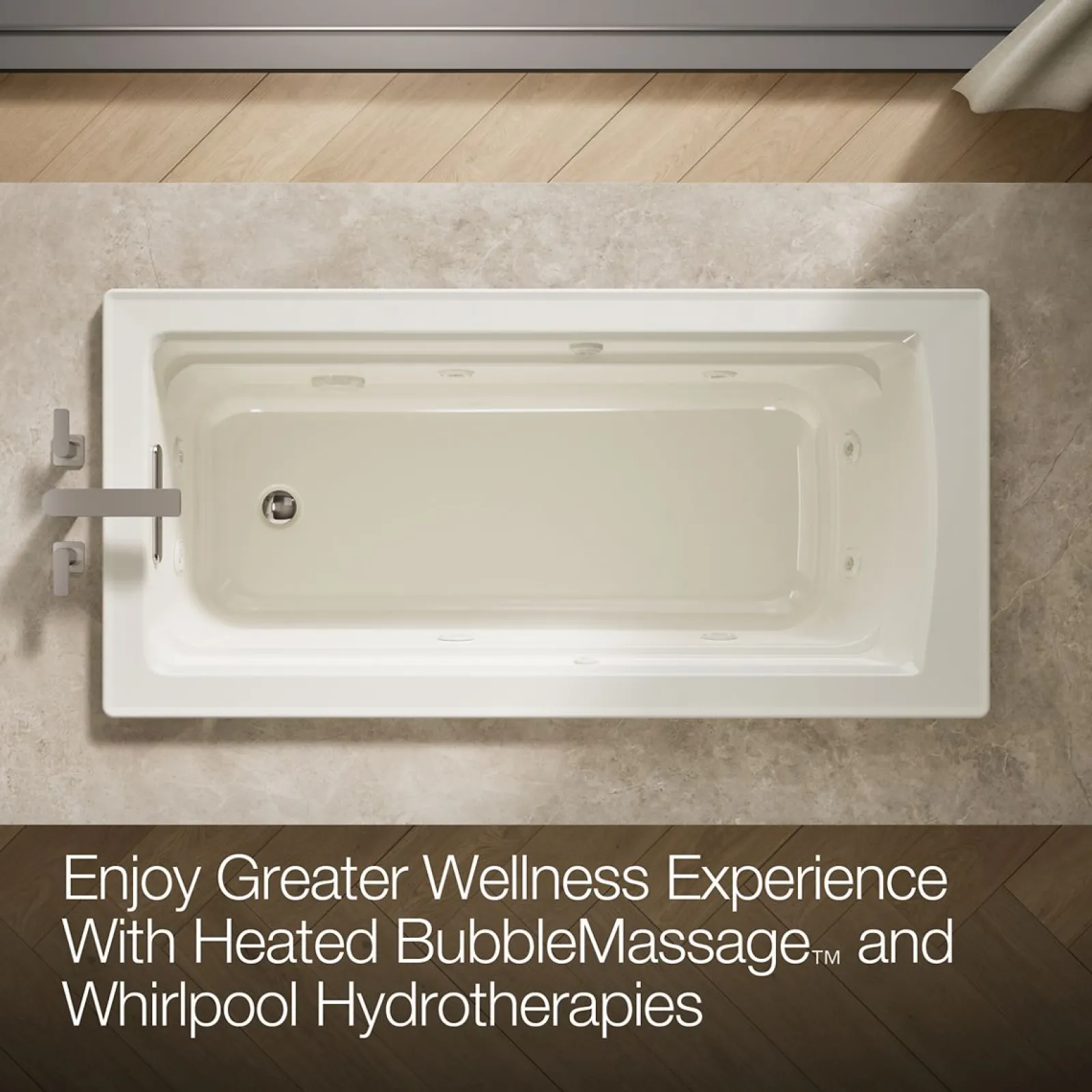 66" x 32" drop-in Heated BubbleMassage™ air bath with whirlpool^Kohler New