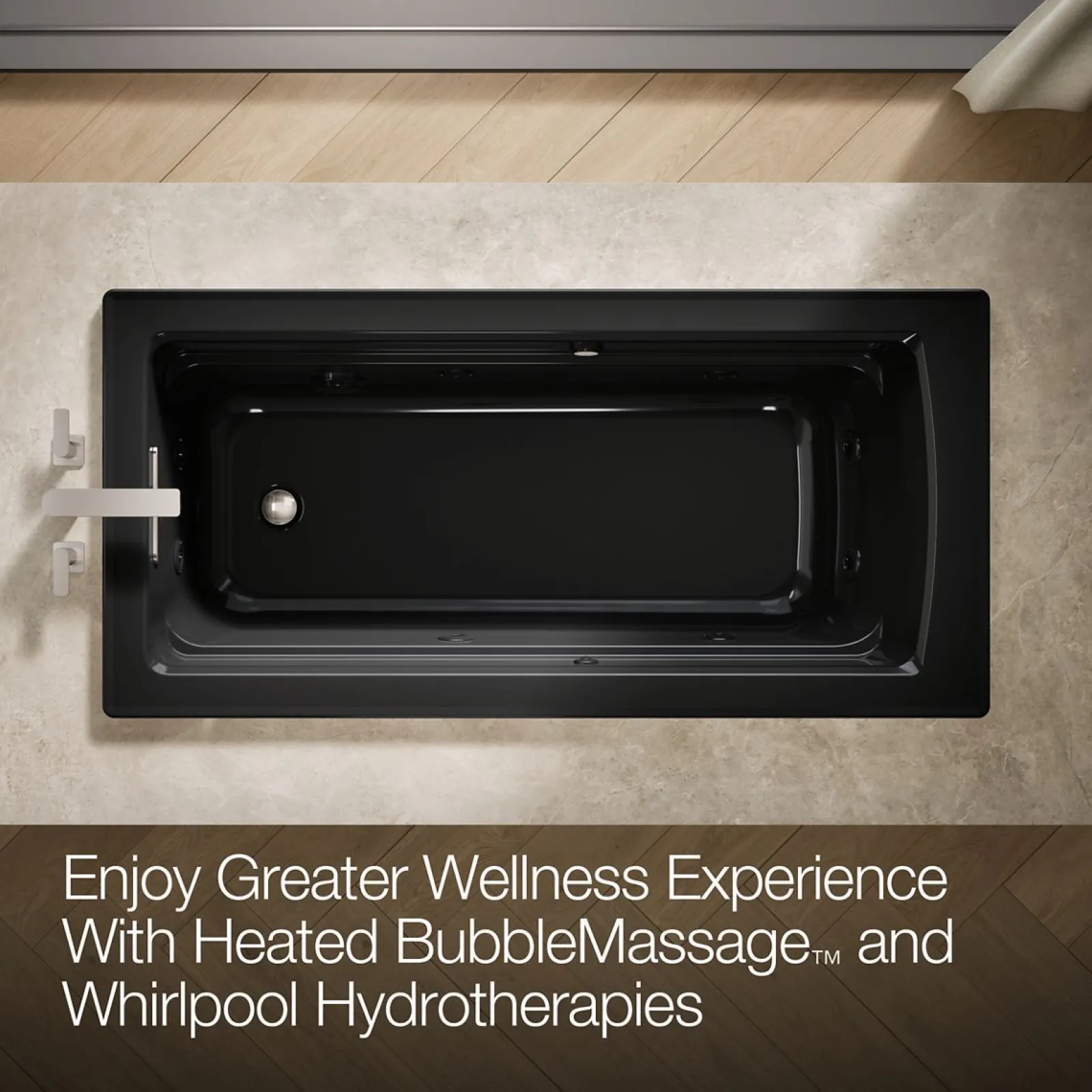 66" x 32" drop-in Heated BubbleMassage™ air bath with whirlpool^Kohler New