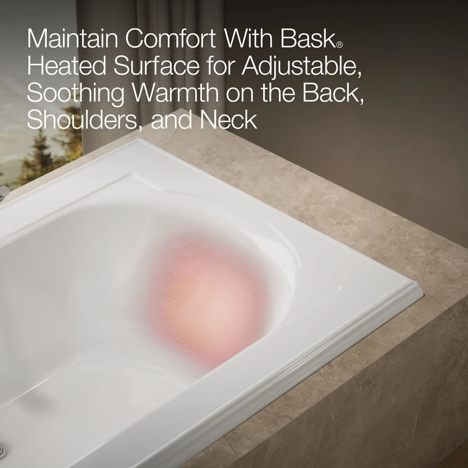 66" x 42" drop-in Heated BubbleMassage™ air bath with Bask® heated surface^Kohler Discount