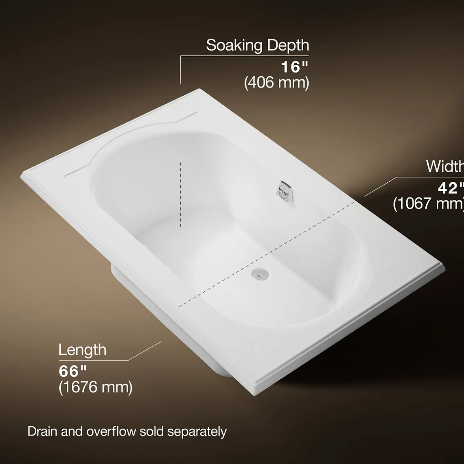 66" x 42" drop-in Heated BubbleMassage™ air bath with Bask® heated surface^Kohler Discount