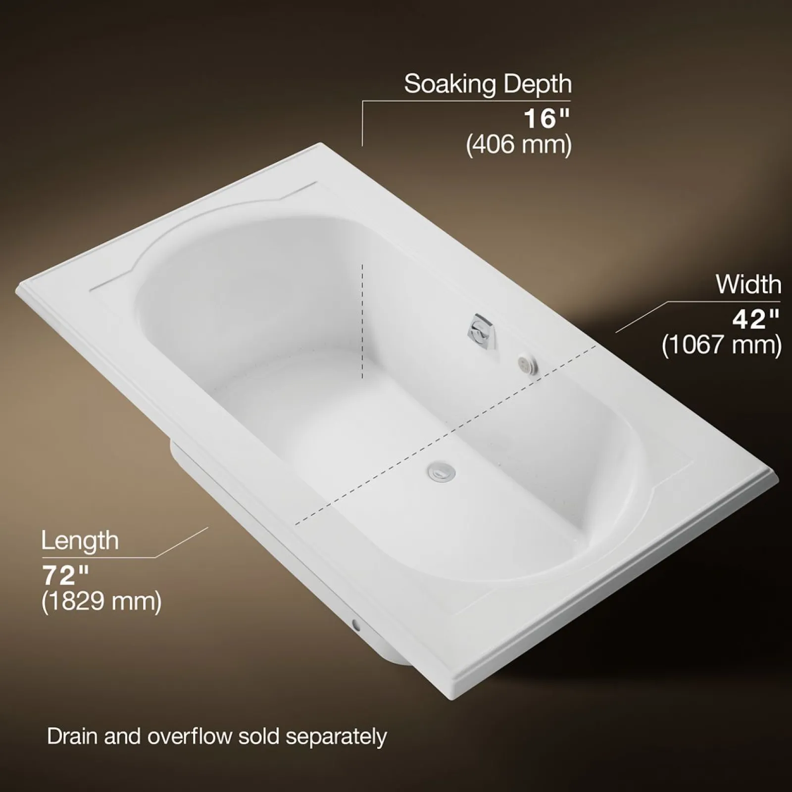 72" x 42" drop-in Heated BubbleMassage™ air bath^Kohler Best