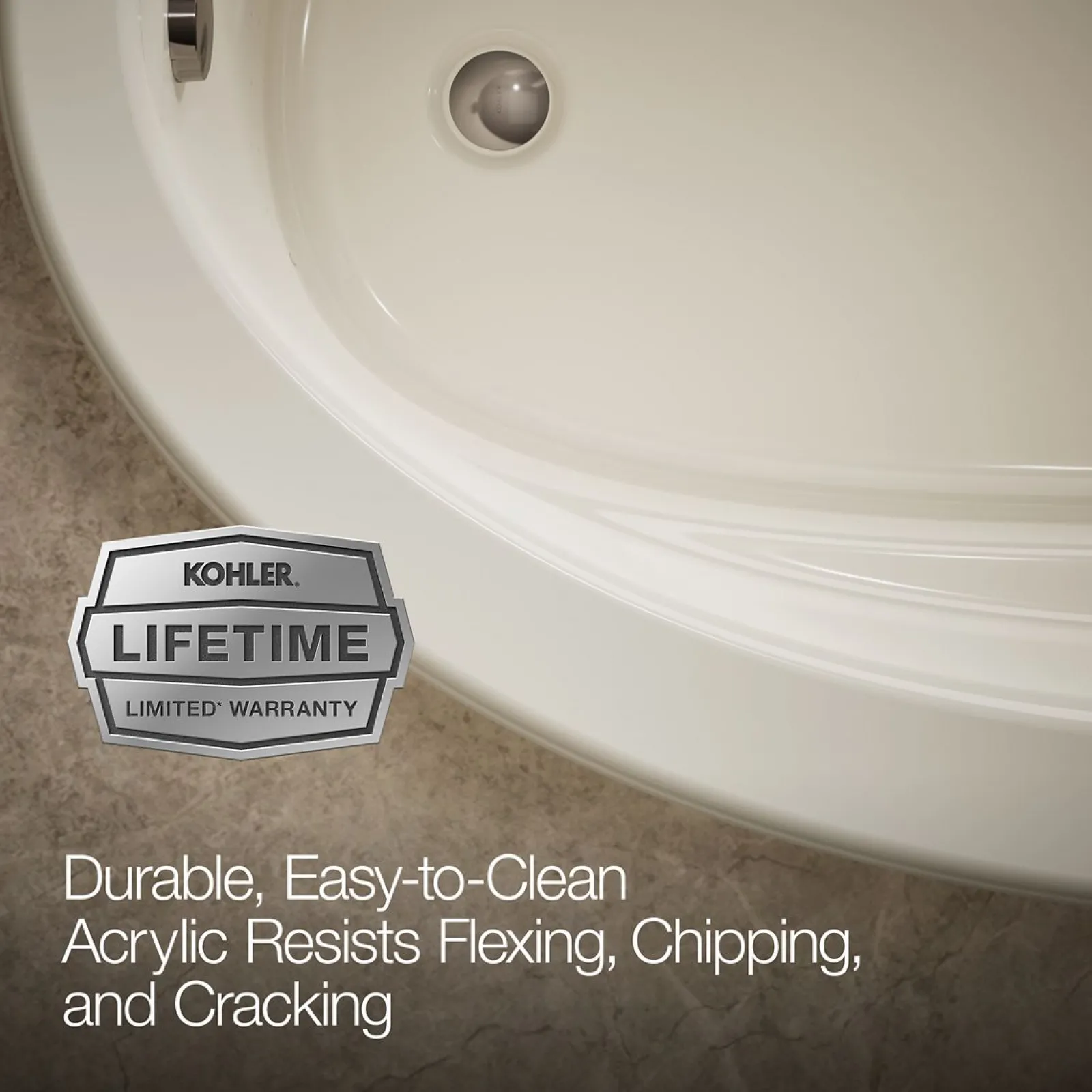72" x 42" drop-in Heated BubbleMassage™ air bath with Bask® heated surface^Kohler