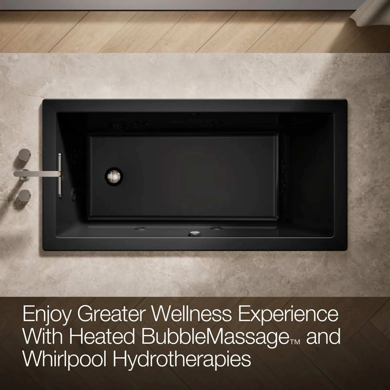60" x 30" drop-in Heated BubbleMassage™ air bath with whirlpool^Kohler