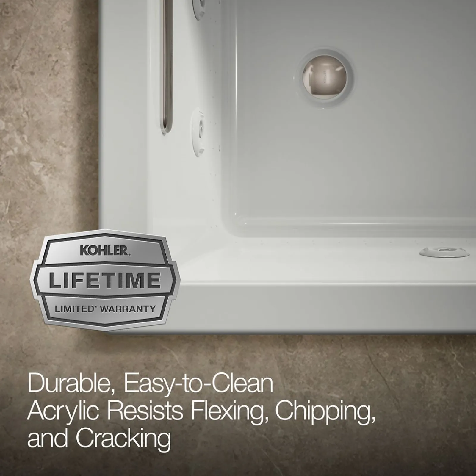 60" x 30" drop-in Heated BubbleMassage™ air bath with whirlpool^Kohler