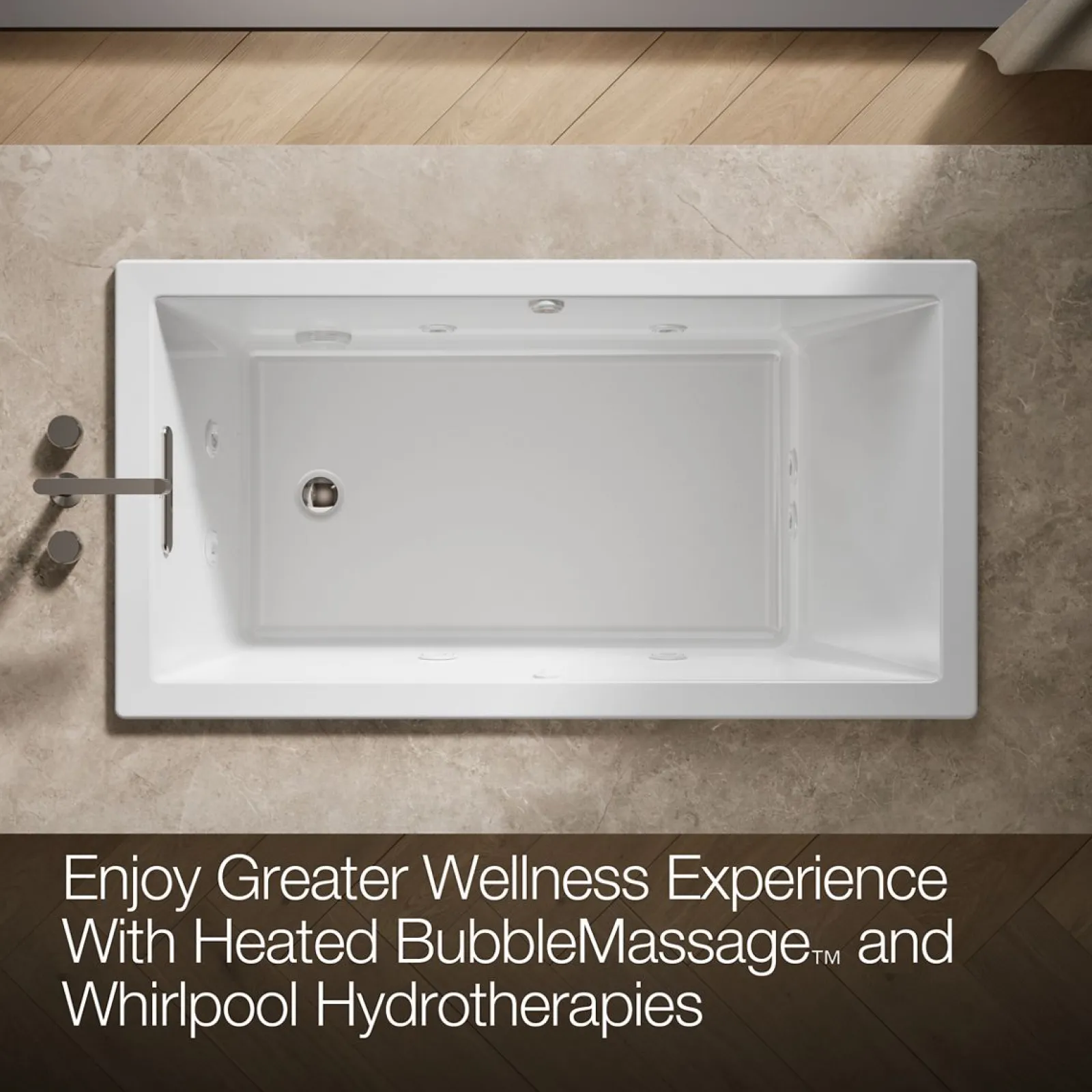 60" x 32" drop-in Heated BubbleMassage™ air bath with whirlpool^Kohler Best