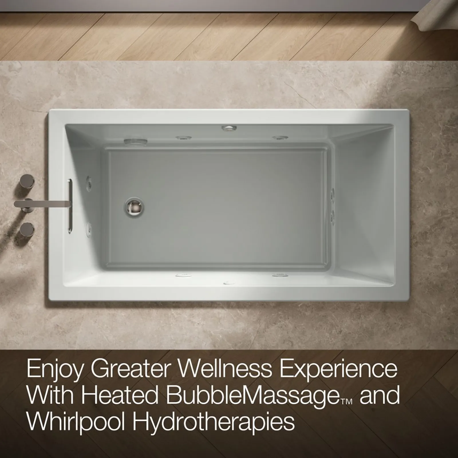 60" x 32" drop-in Heated BubbleMassage™ air bath with whirlpool^Kohler Best