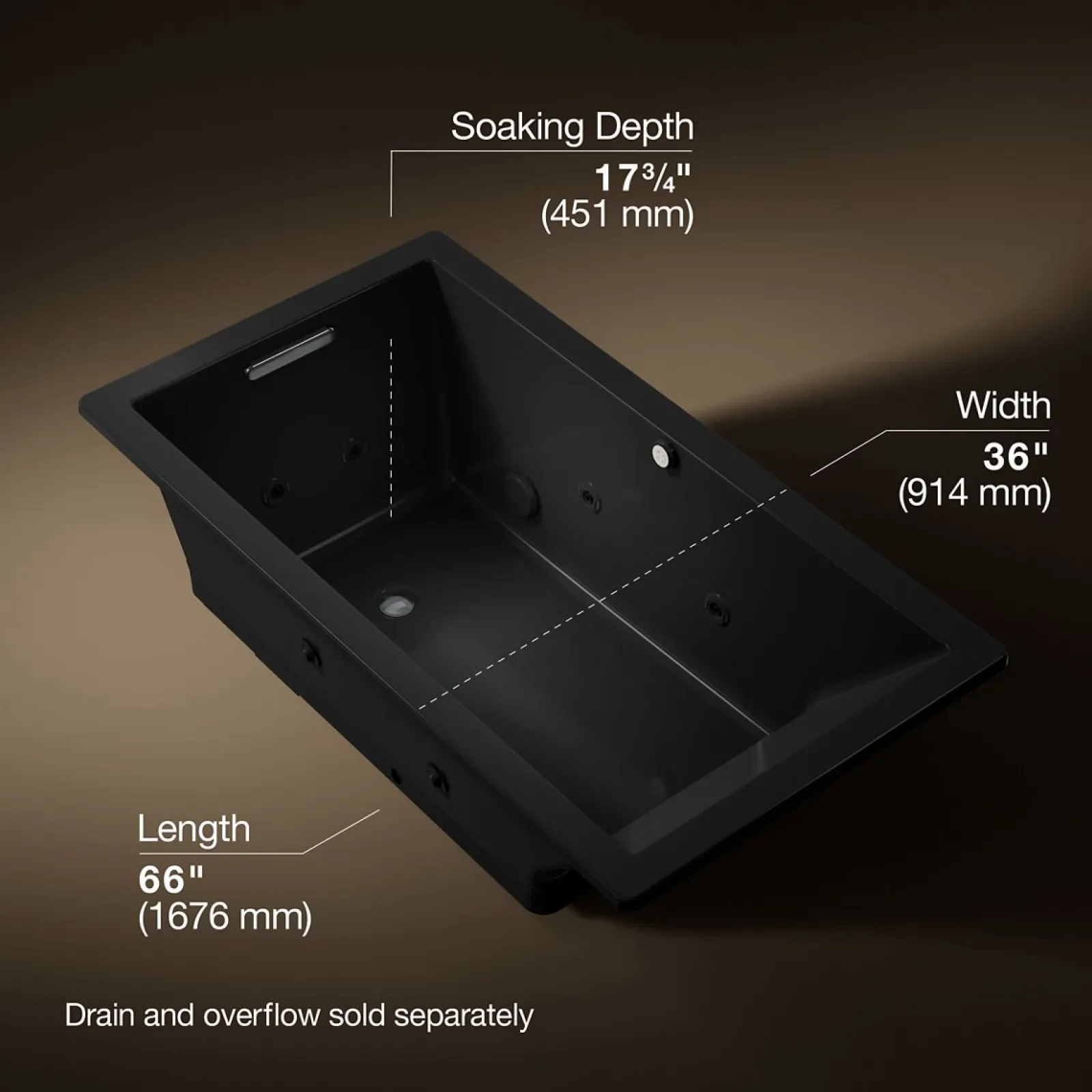 66" x 36" drop-in Heated BubbleMassage™ air bath with whirlpool^Kohler Outlet