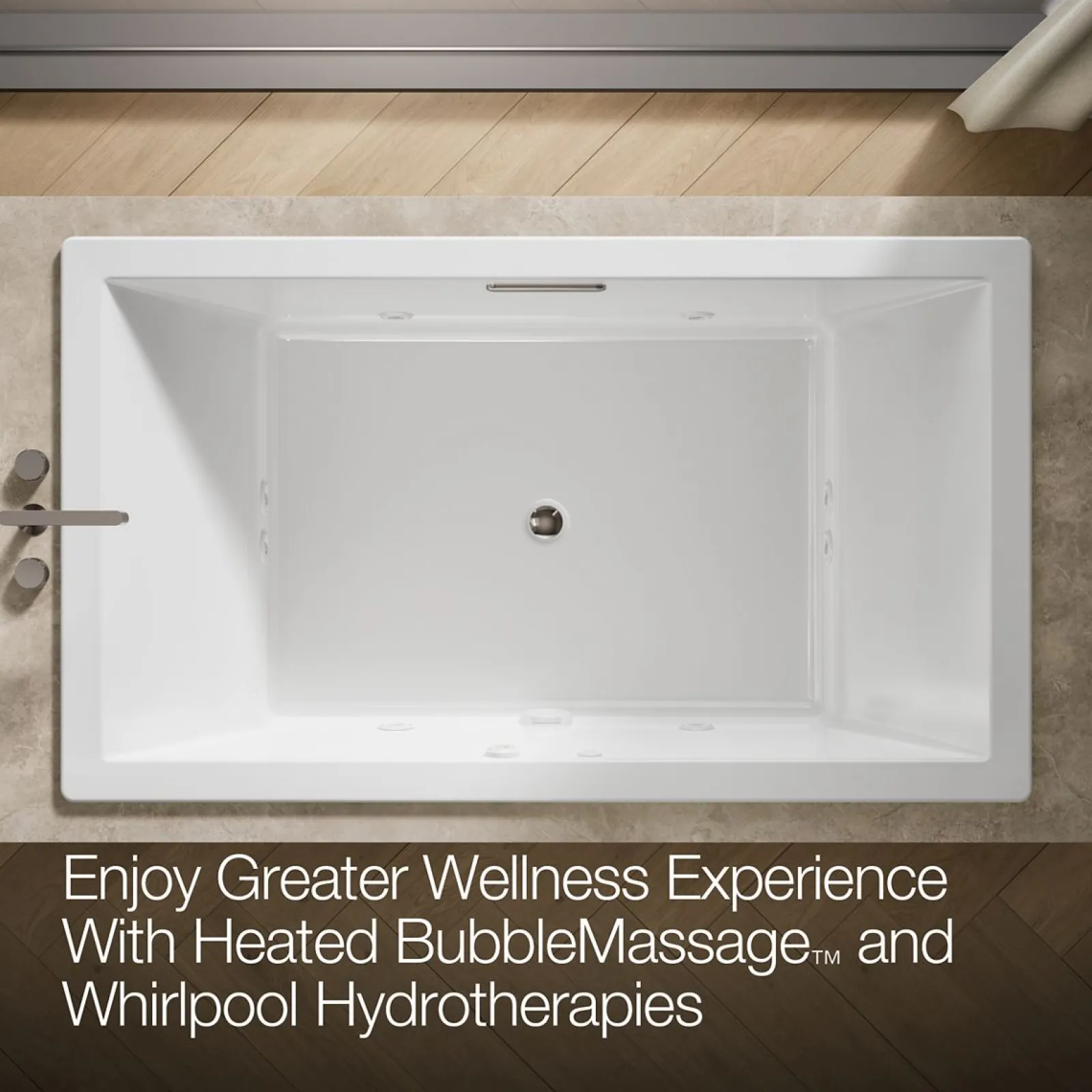 72" x 42" drop-in Heated BubbleMassage™ air bath with whirlpool^Kohler Best