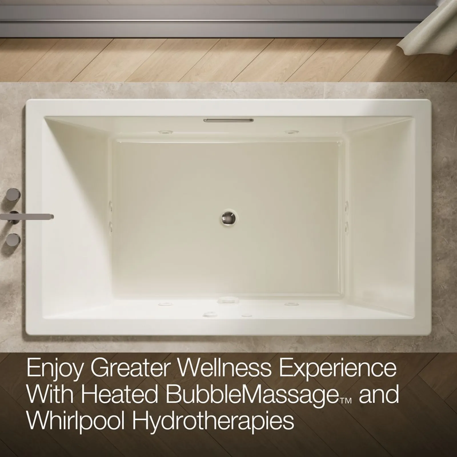 72" x 42" drop-in Heated BubbleMassage™ air bath with whirlpool^Kohler Best