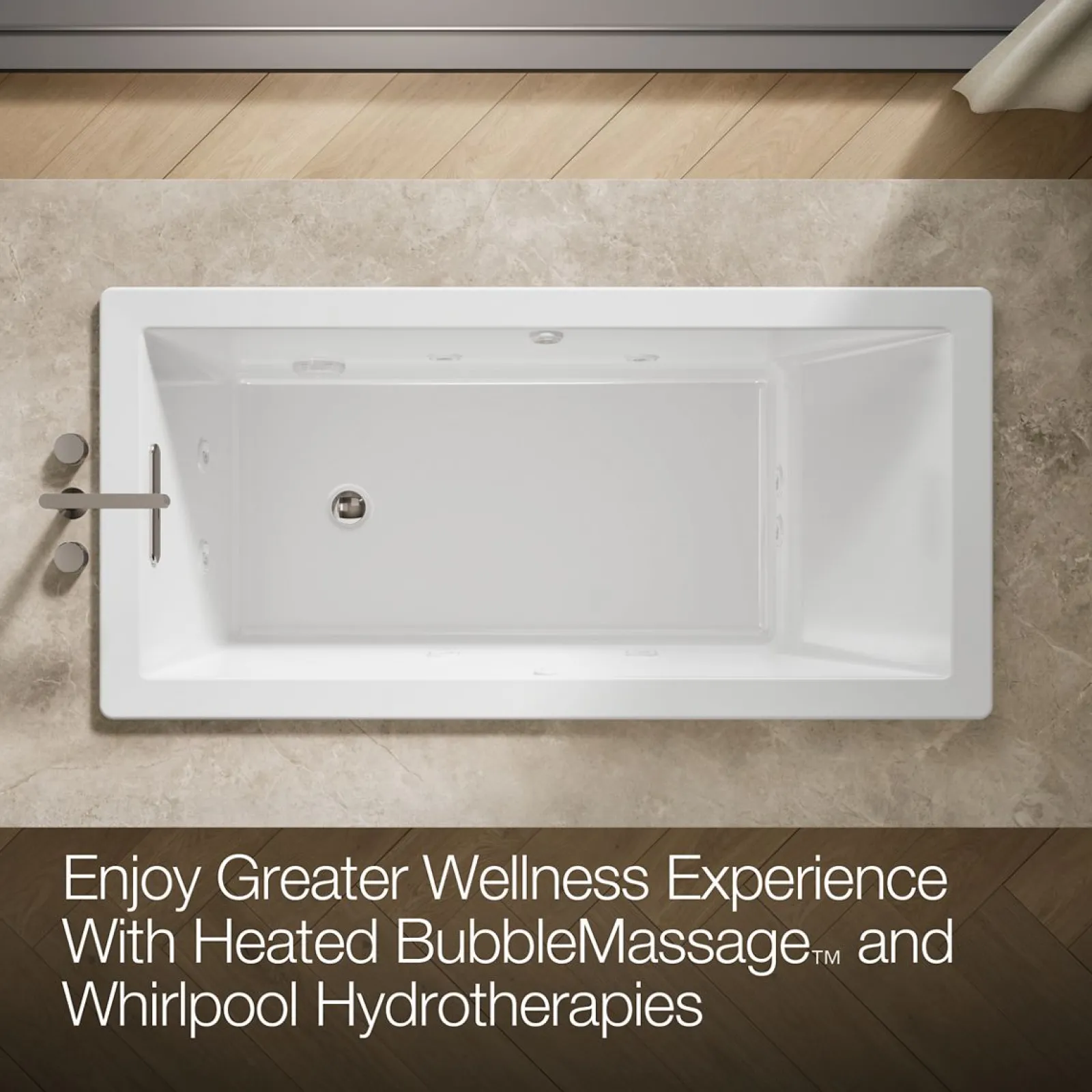 66" x 32" drop-in Heated BubbleMassage™ air bath with whirlpool^Kohler Best