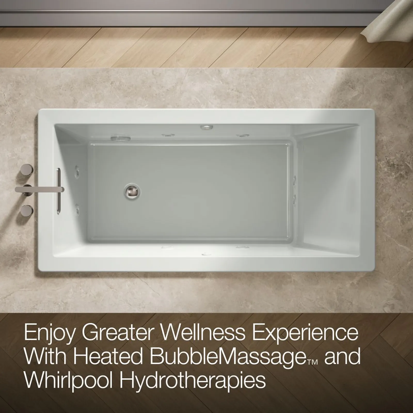 66" x 32" drop-in Heated BubbleMassage™ air bath with whirlpool^Kohler Best