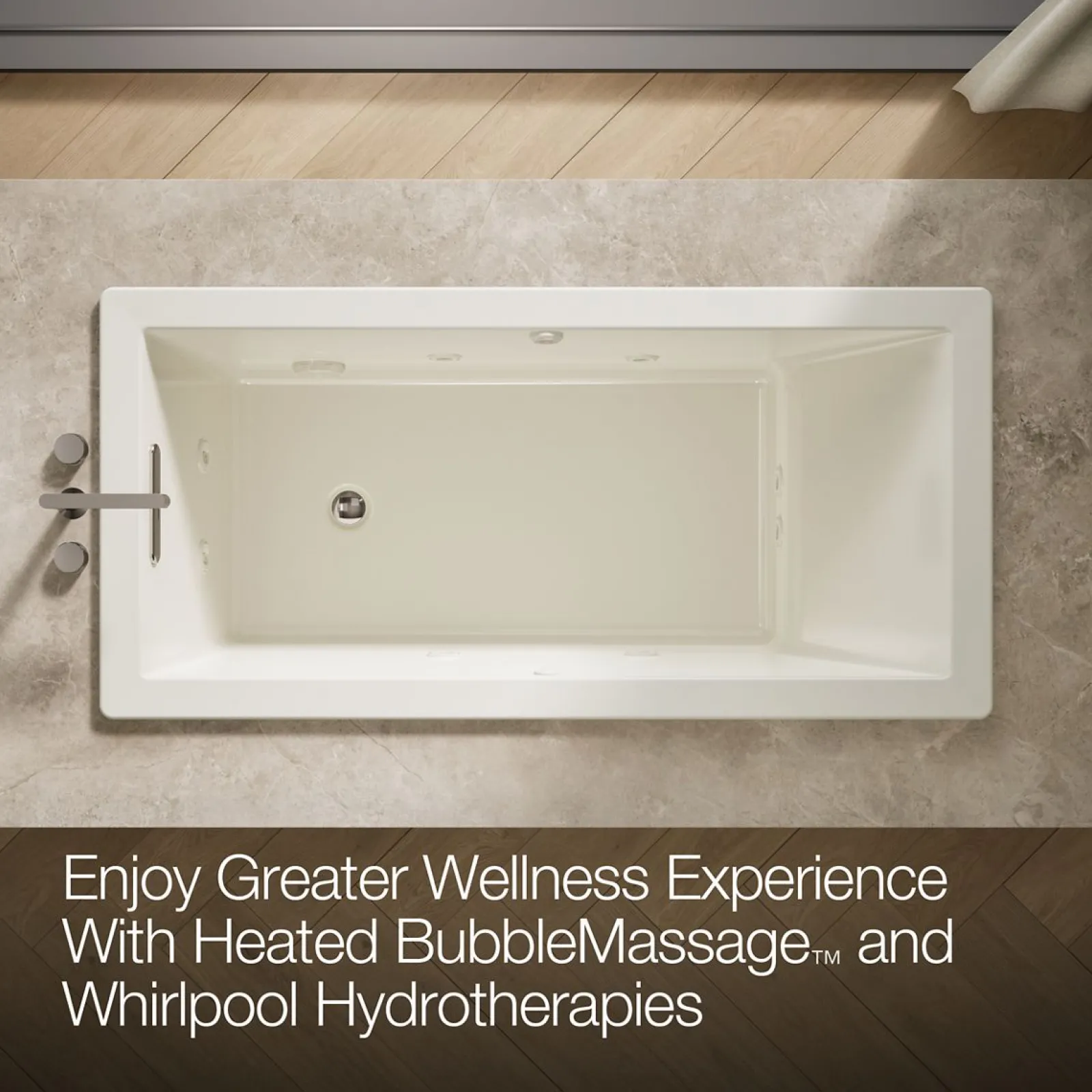 66" x 32" drop-in Heated BubbleMassage™ air bath with whirlpool^Kohler Best
