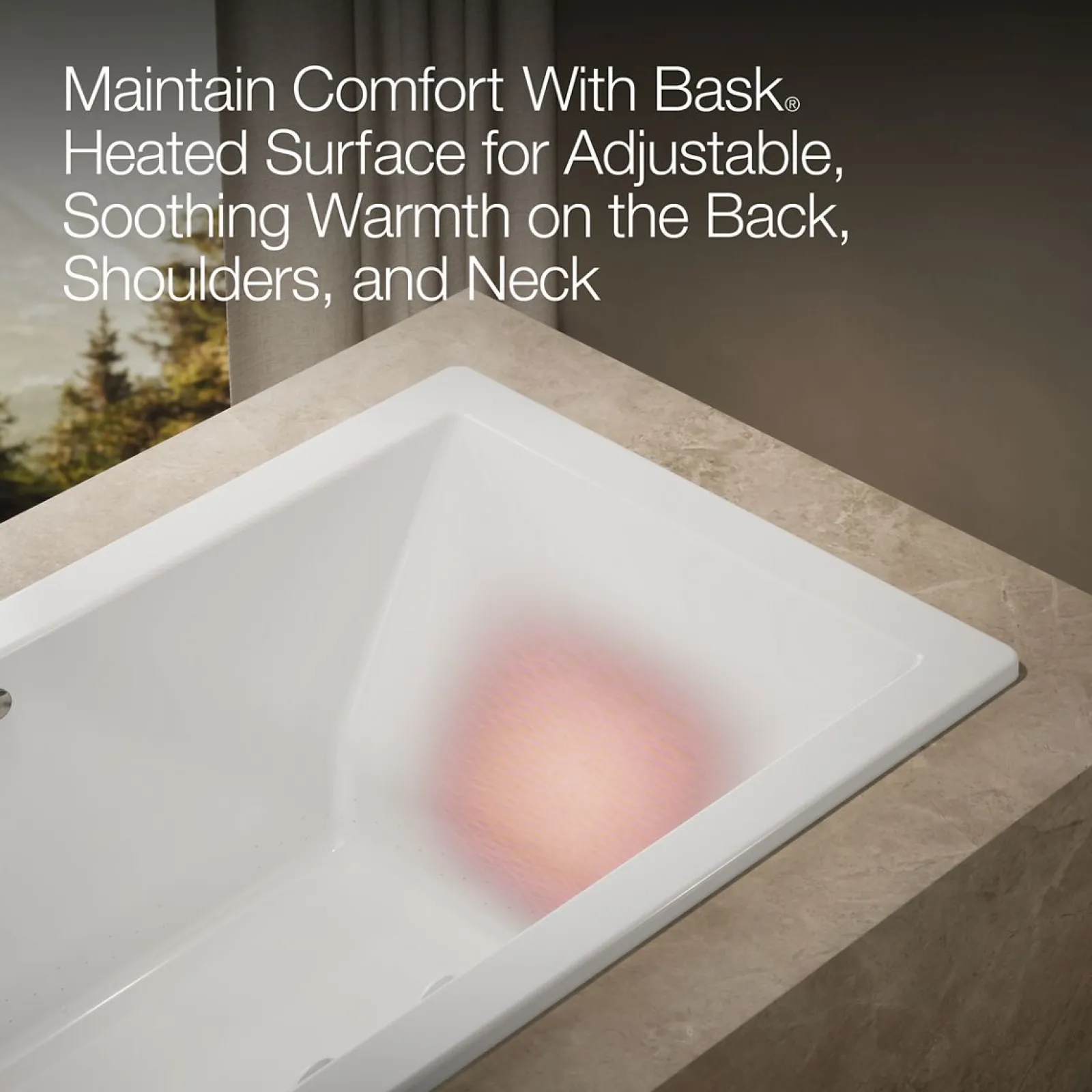 72" x 36" drop-in Heated BubbleMassage™ air bath with Bask® heated surface^Kohler Best