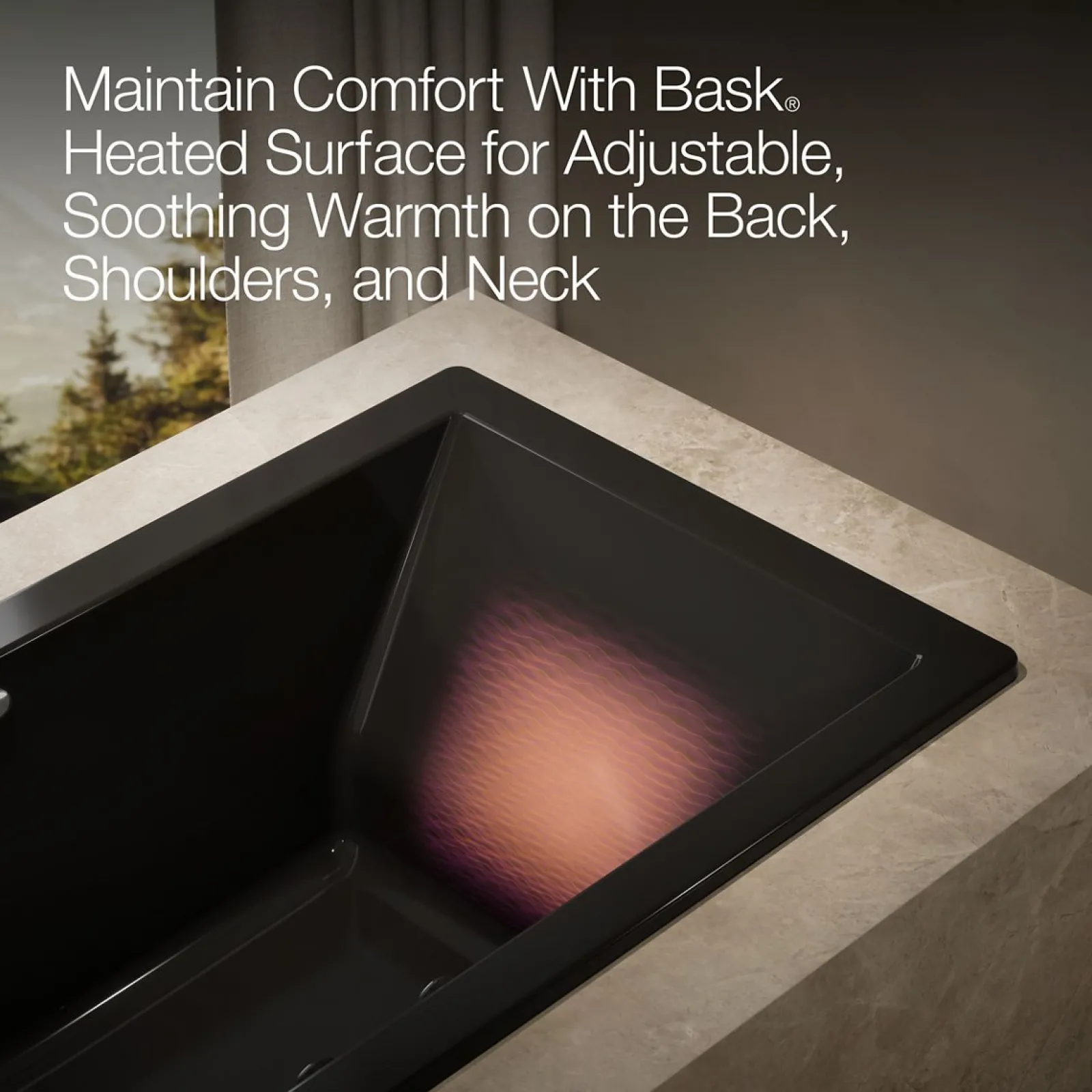 72" x 36" drop-in Heated BubbleMassage™ air bath with Bask® heated surface^Kohler Best