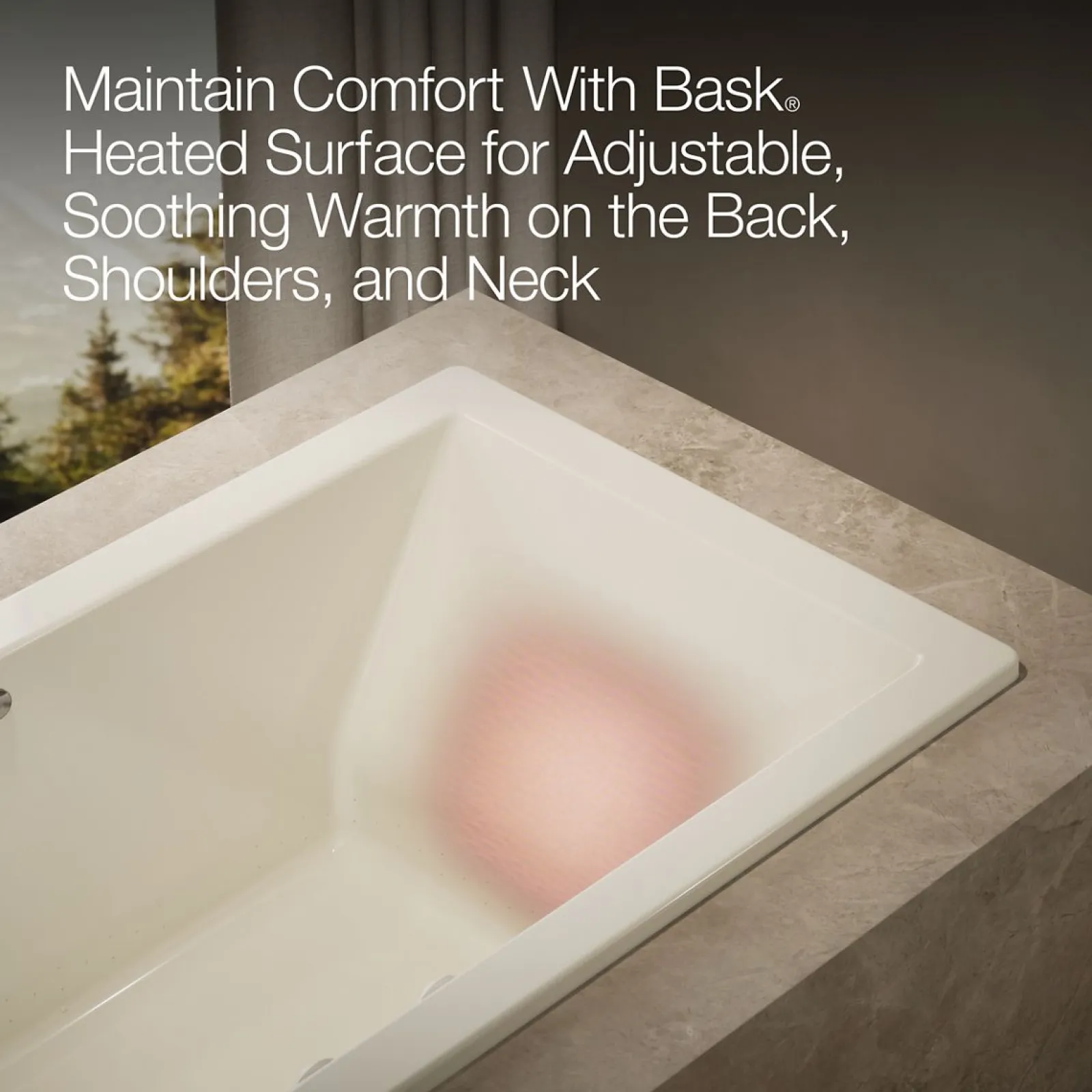 72" x 36" drop-in Heated BubbleMassage™ air bath with Bask® heated surface^Kohler Best