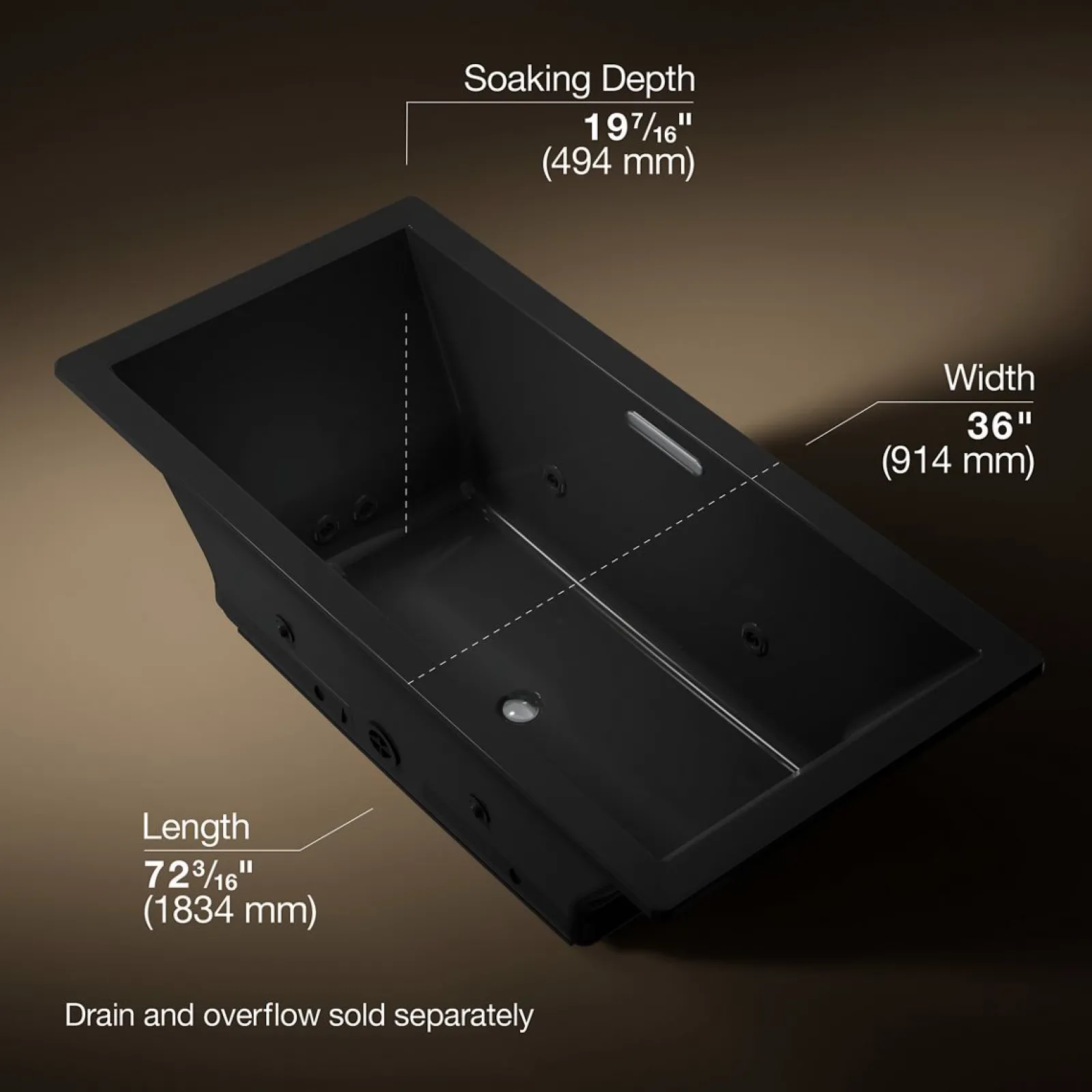 72" x 36" drop-in Heated BubbleMassage™ air bath with whirlpool^Kohler Online