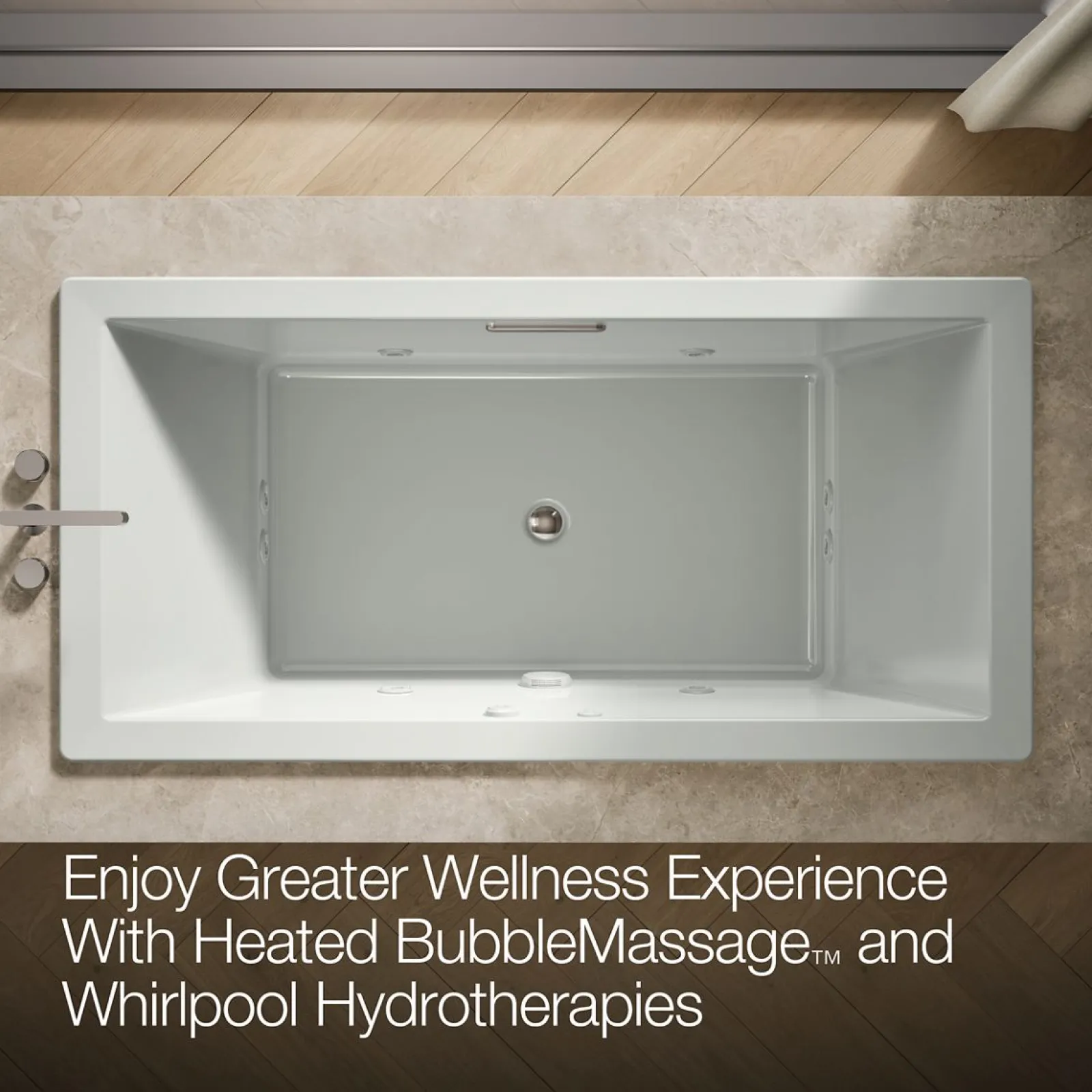 72" x 36" drop-in Heated BubbleMassage™ air bath with whirlpool^Kohler Online