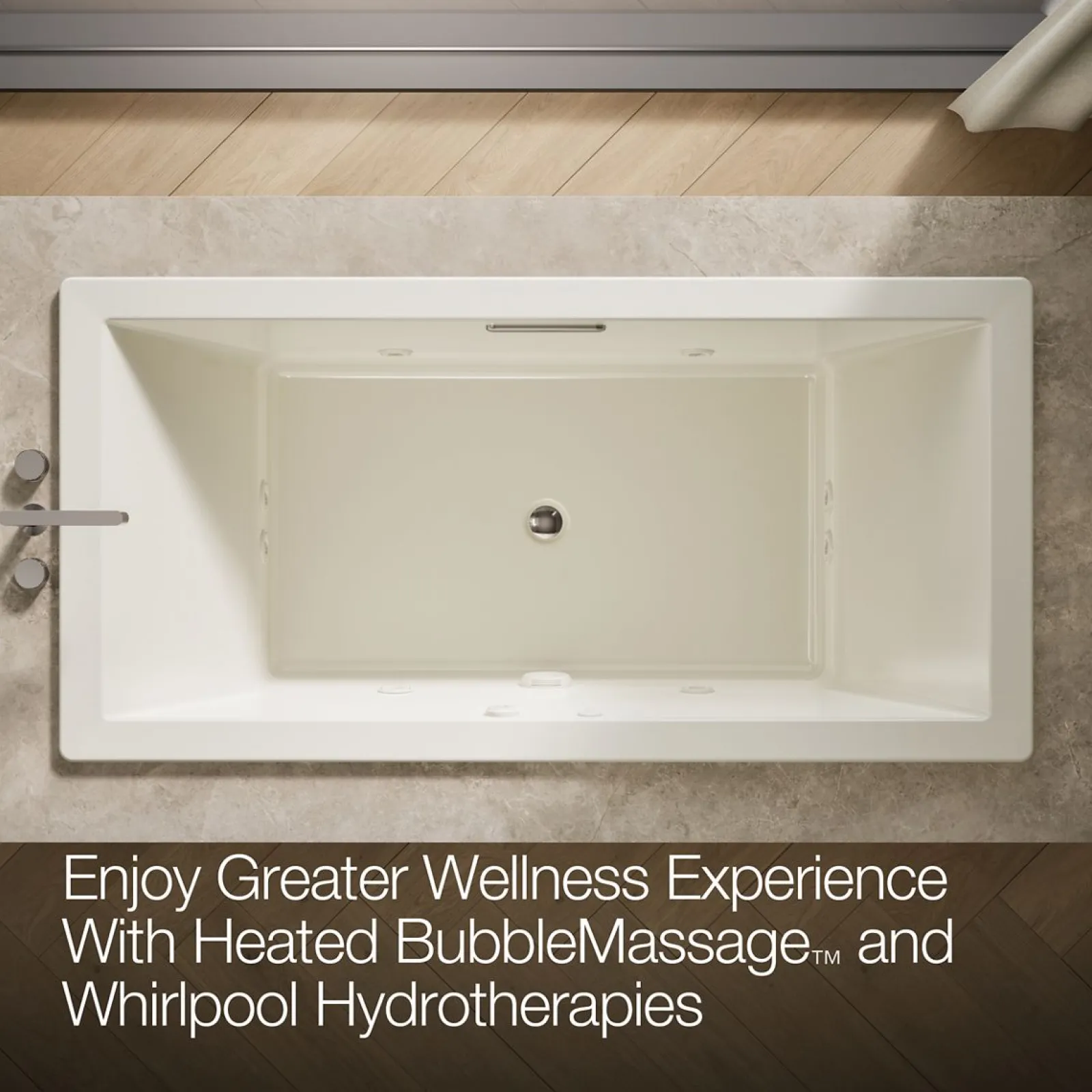 72" x 36" drop-in Heated BubbleMassage™ air bath with whirlpool^Kohler Online