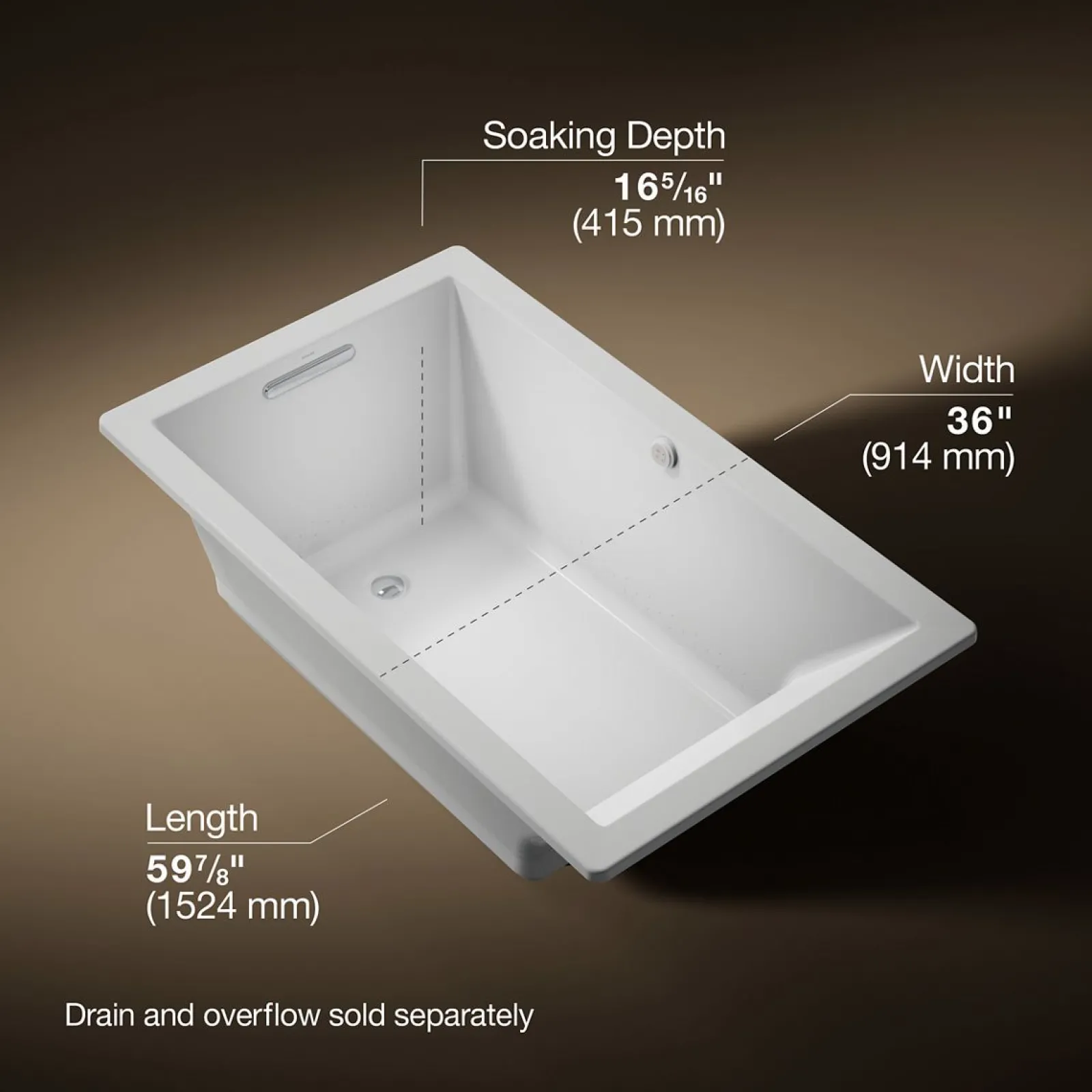 60" x 36" drop-in Heated BubbleMassage™ air bath^Kohler Outlet