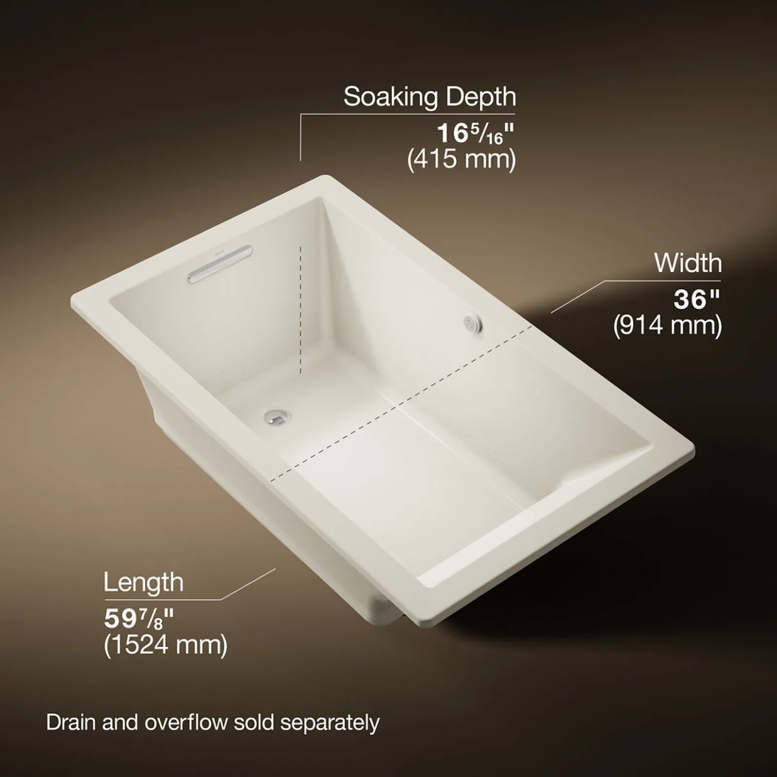 60" x 36" drop-in Heated BubbleMassage™ air bath^Kohler Outlet
