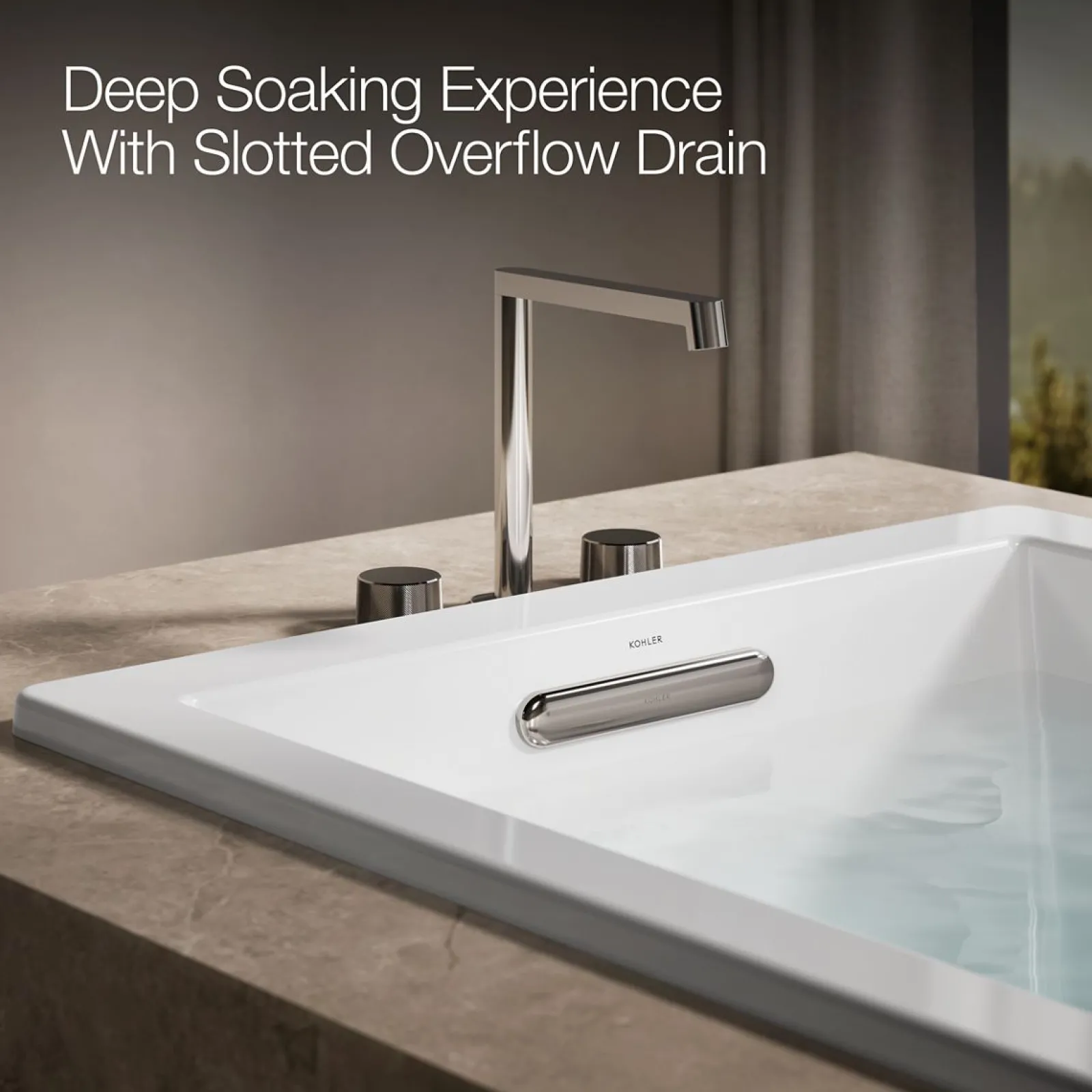 60" x 36" drop-in Heated BubbleMassage™ air bath with whirlpool^Kohler Hot