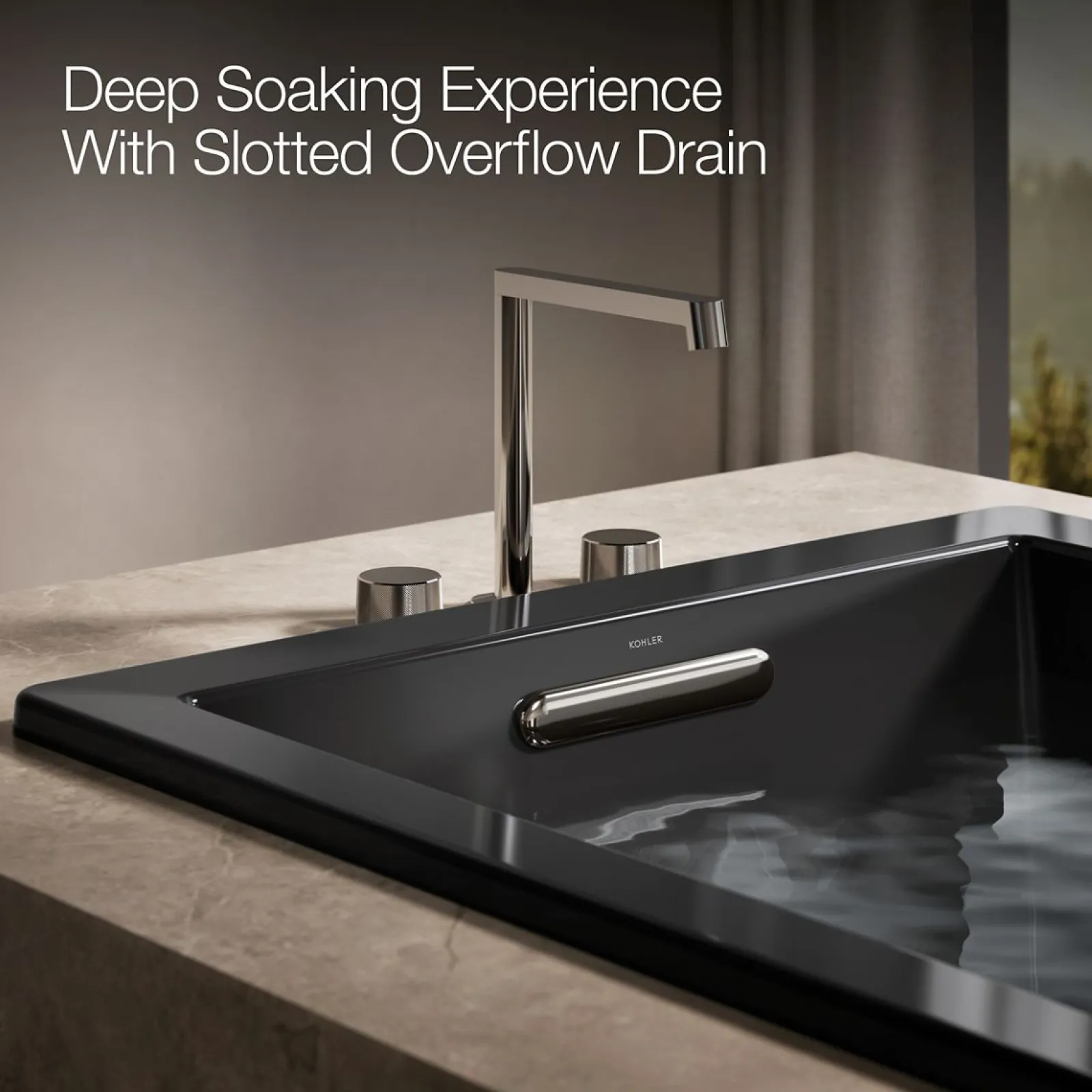 60" x 36" drop-in Heated BubbleMassage™ air bath with whirlpool^Kohler Hot