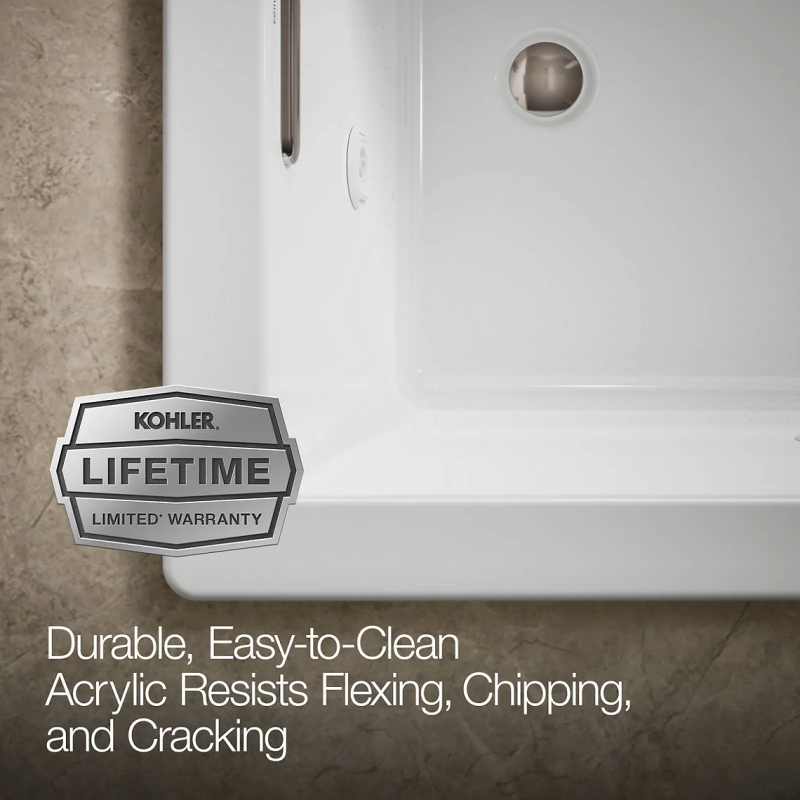 60" x 36" drop-in Heated BubbleMassage™ air bath with whirlpool^Kohler Hot