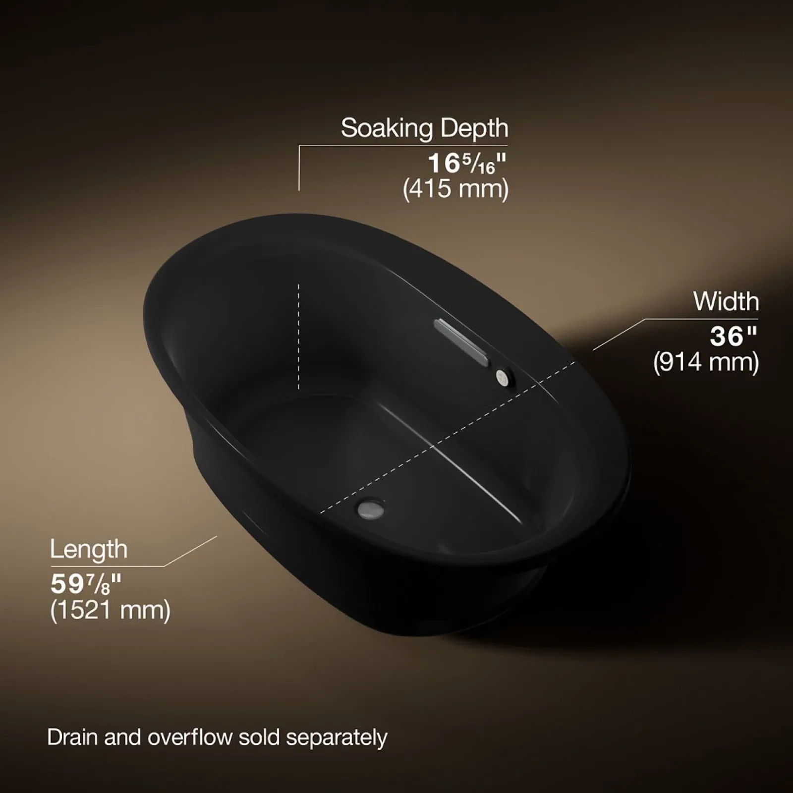59-3/4" x 35-3/4" drop-in Heated BubbleMassage™ air bath with Bask® heated surface^Kohler New