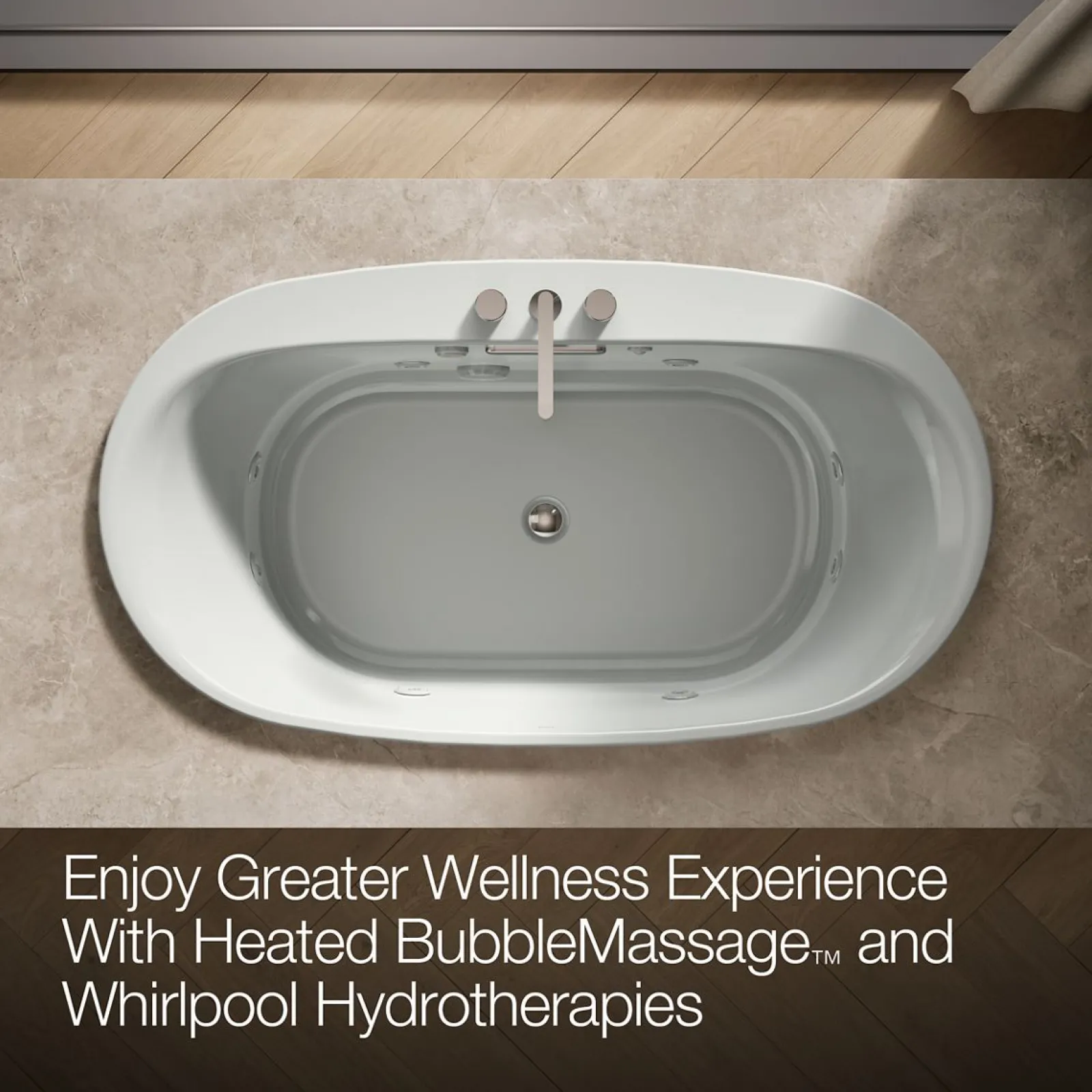 65-1/2" x 35-3/4" drop-in Heated BubbleMassage™ air bath with whirlpool^Kohler Best