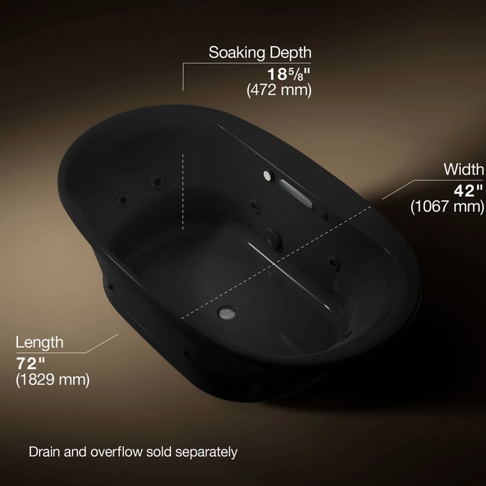 71-1/2" x 41-1/2" drop-in Heated BubbleMassage™ air bath with whirlpool^Kohler New