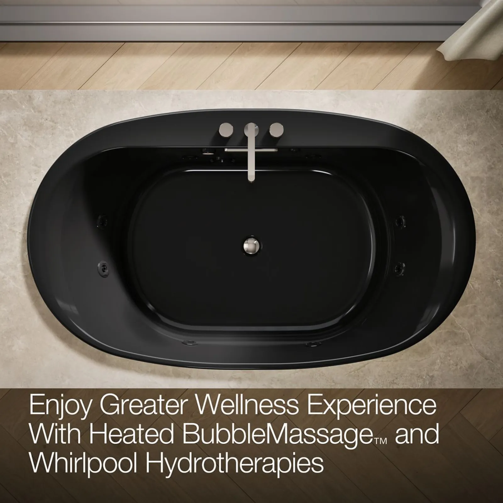 71-1/2" x 41-1/2" drop-in Heated BubbleMassage™ air bath with whirlpool^Kohler New
