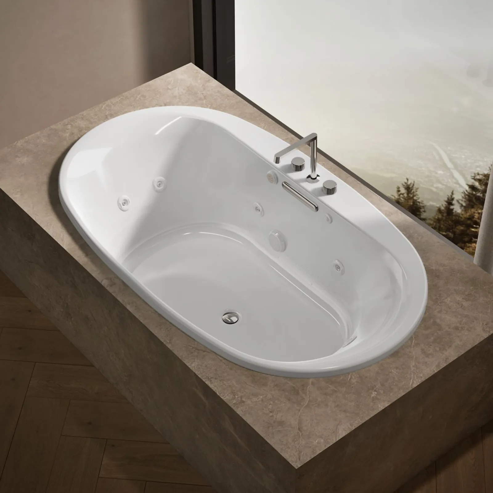 71-1/2" x 41-1/2" drop-in Heated BubbleMassage™ air bath with whirlpool^Kohler New