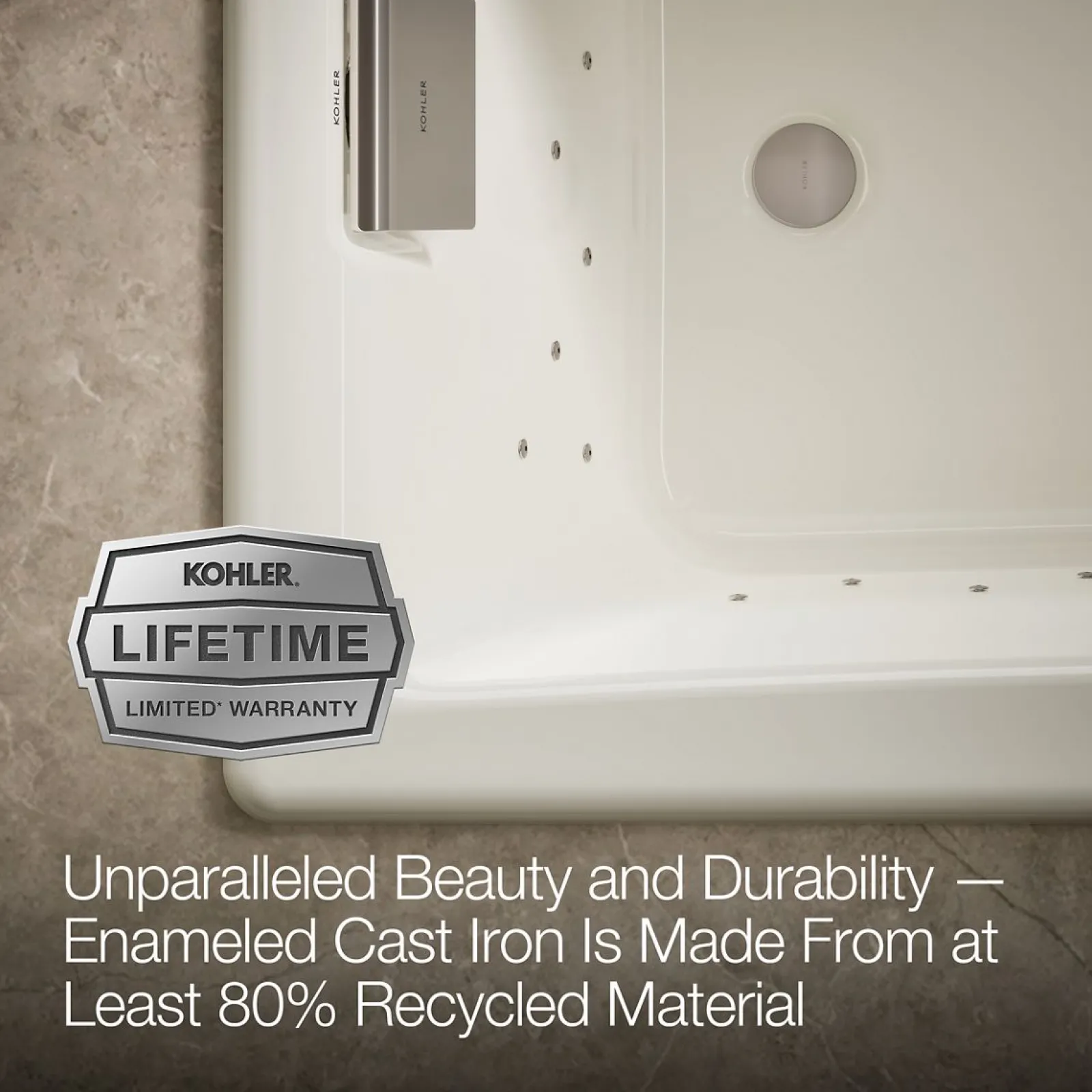 60" x 32" drop-in Heated BubbleMassage™ air bath^Kohler Outlet
